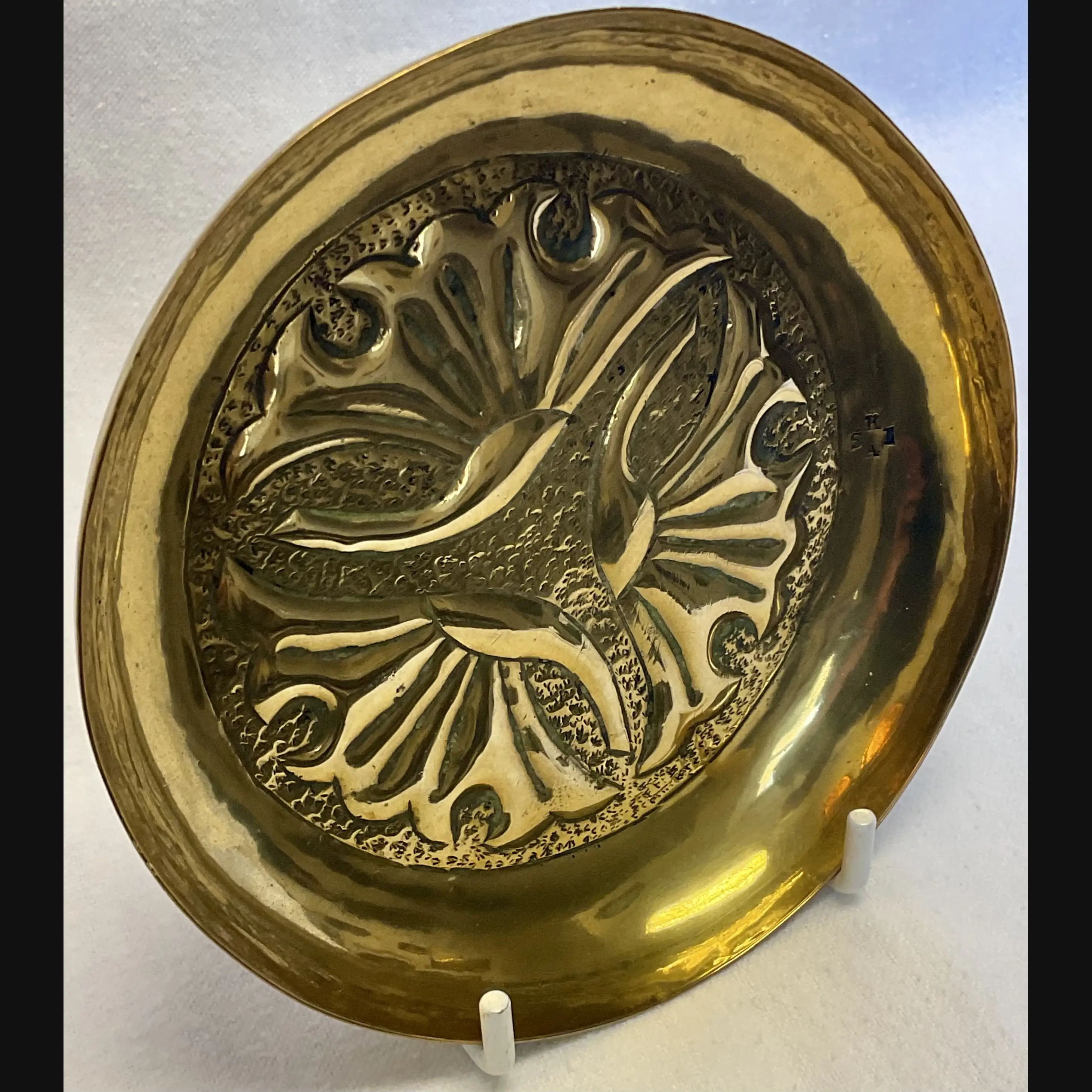 keswick school of industrial art ksia arts and crafts brass pin tray h stabler