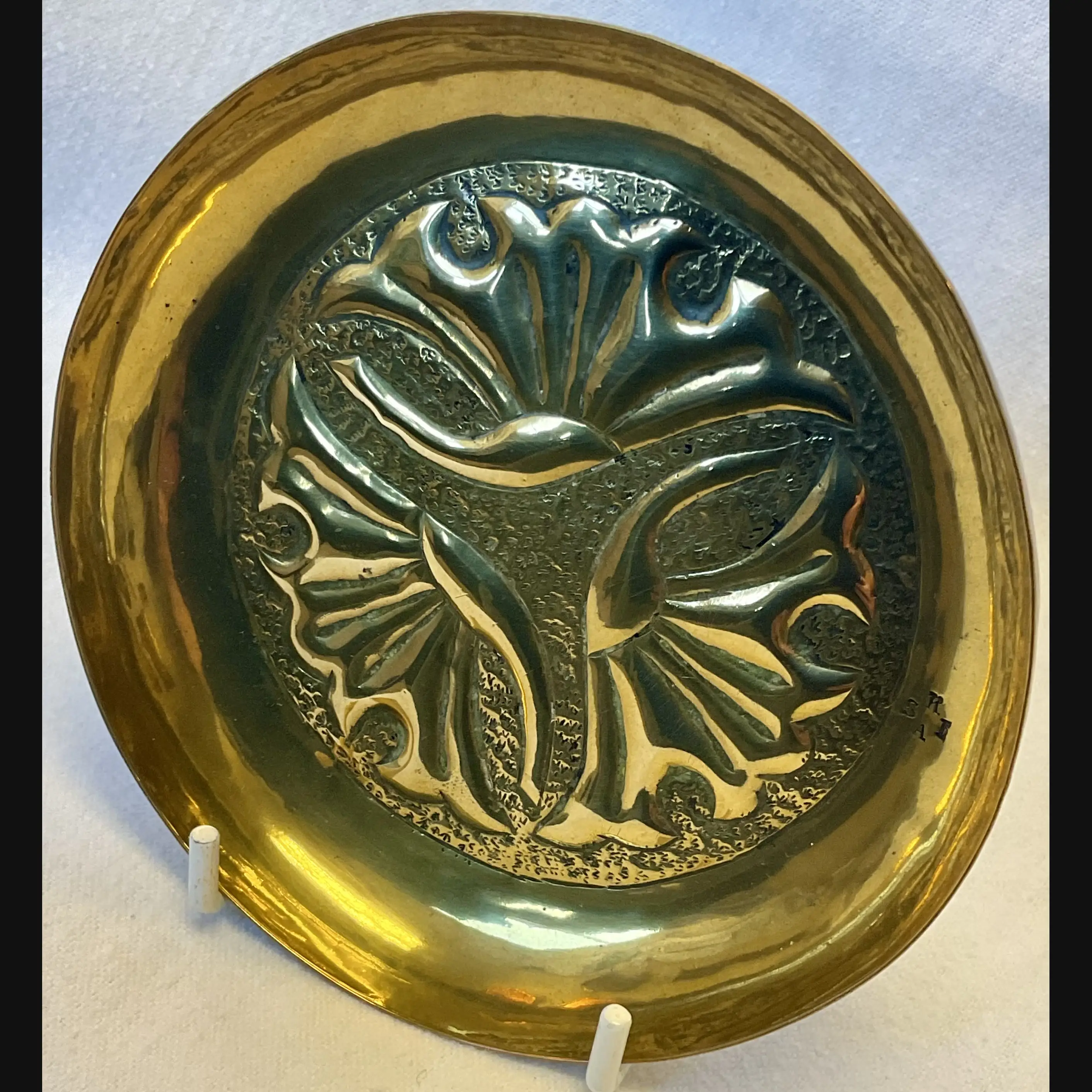 keswick school of industrial art ksia arts and crafts brass pin tray h stabler