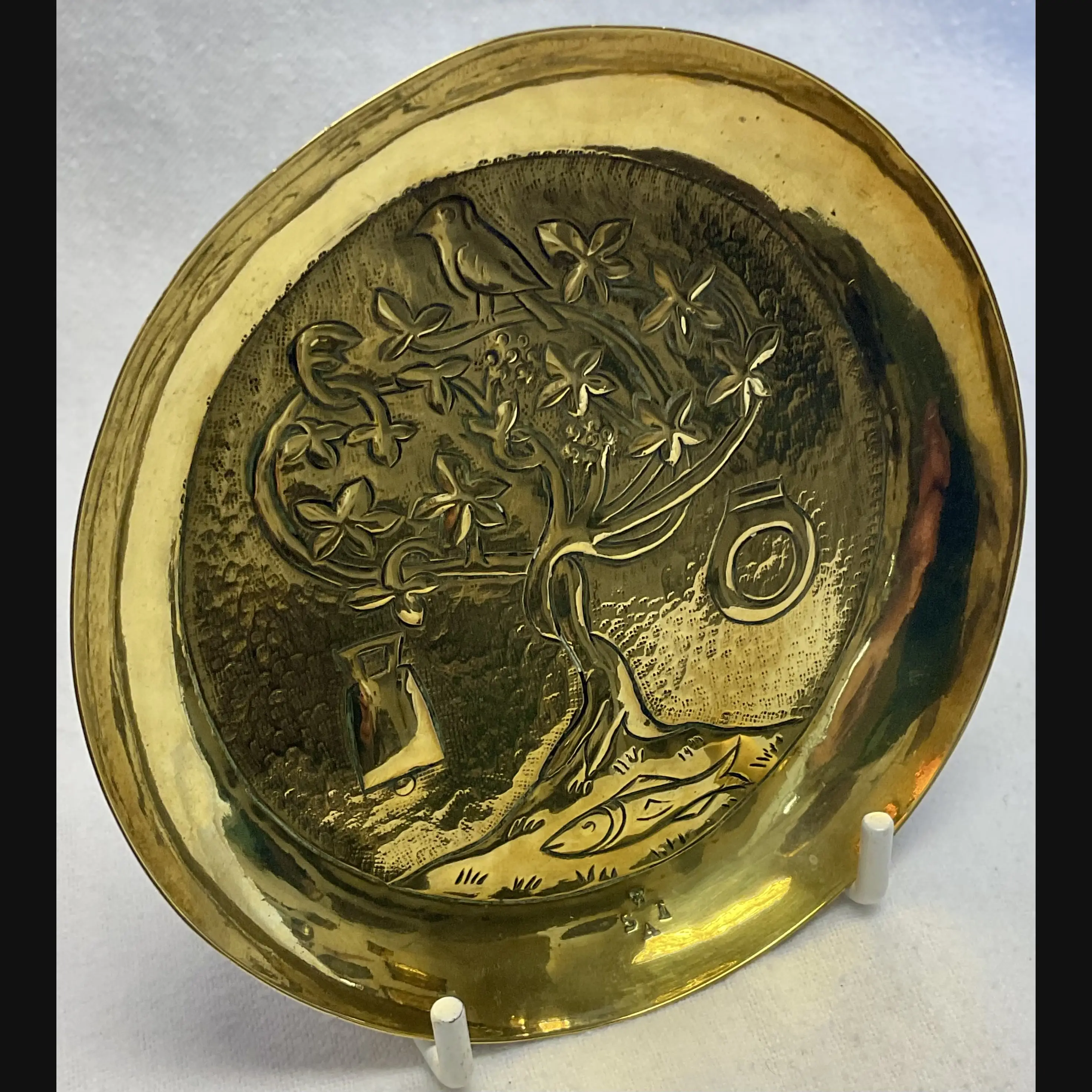 keswick school of industrial art ksia arts and crafts st kentigern brass pin tray c1900