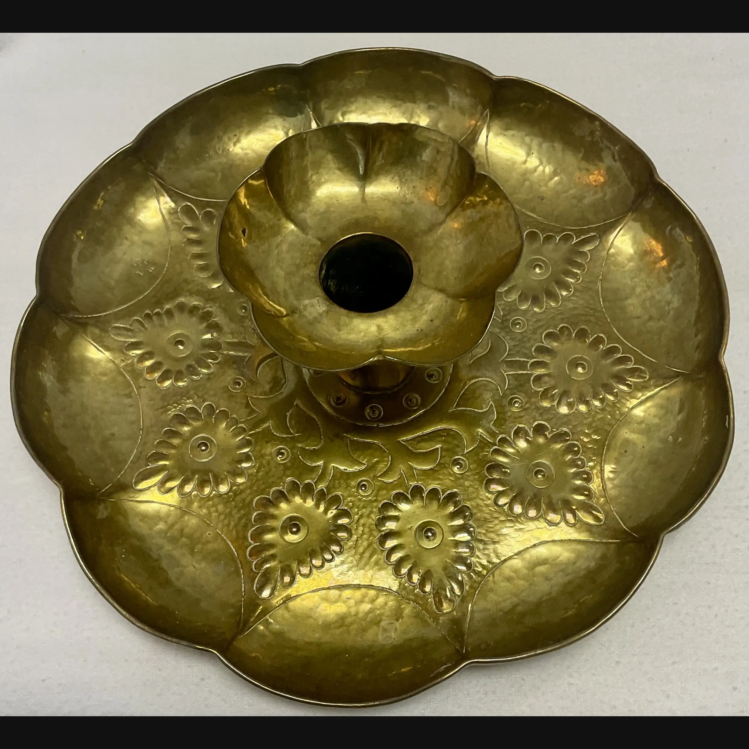 keswick school of industrial art ksia arts and crafts brass chamber stick in gilding metal