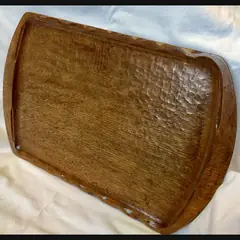 large stanley webb davies of windermere arts and crafts oak carved serving tray dated 1941