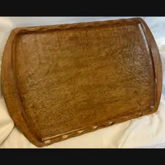 large stanley webb davies of windermere arts and crafts oak carved serving tray dated 1941
