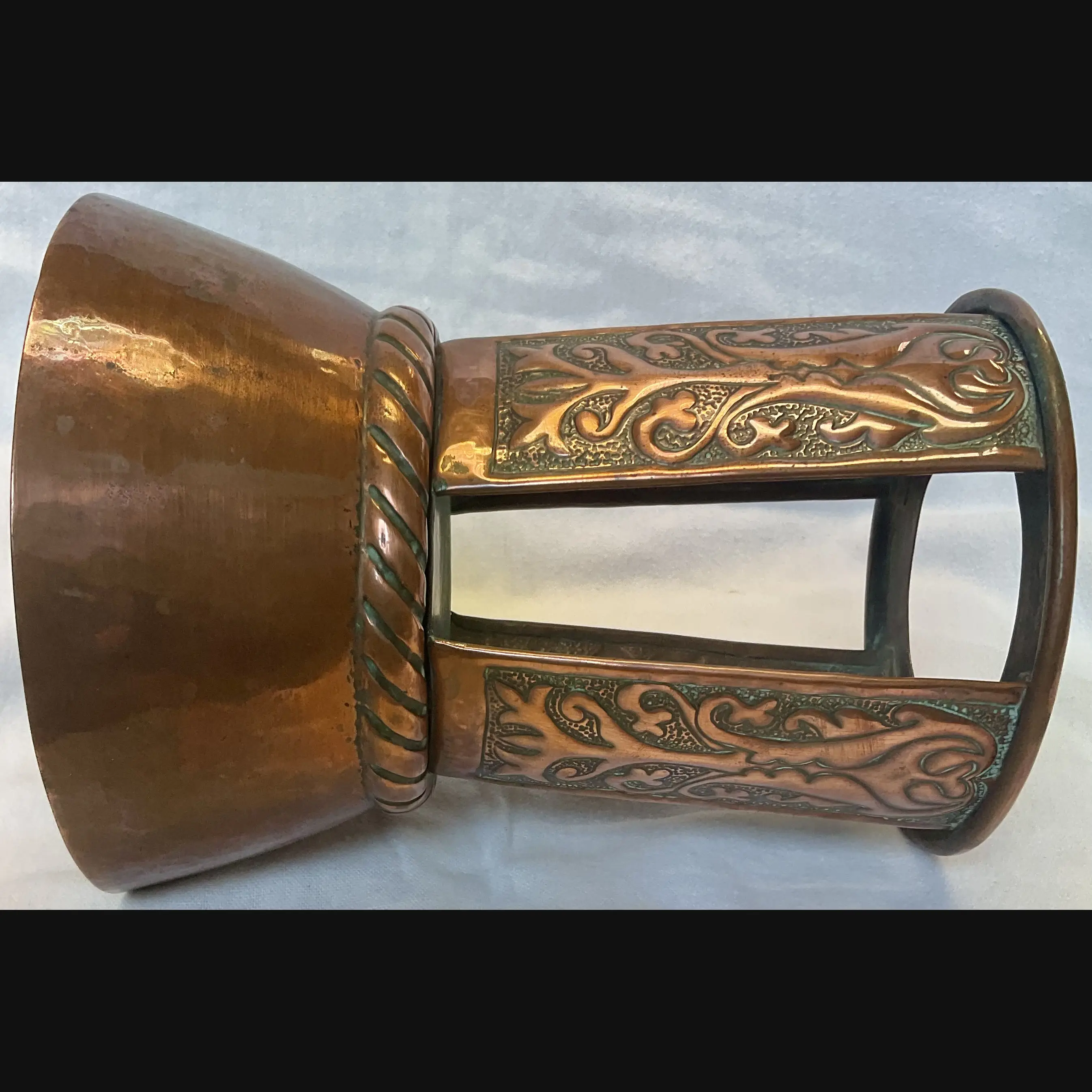 arts and crafts copper upright plant pot holder stand