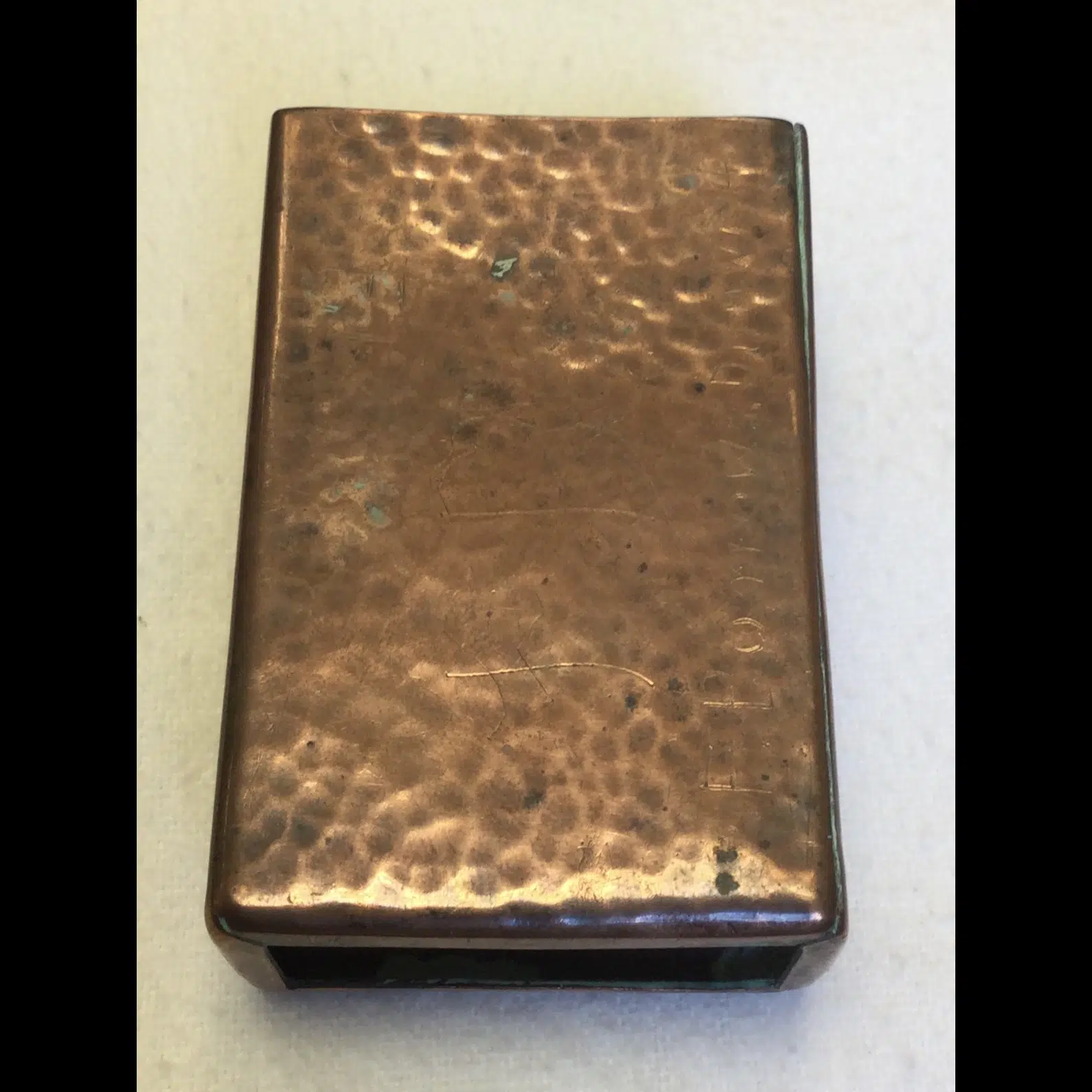 newlyn copper match box cover with lugger