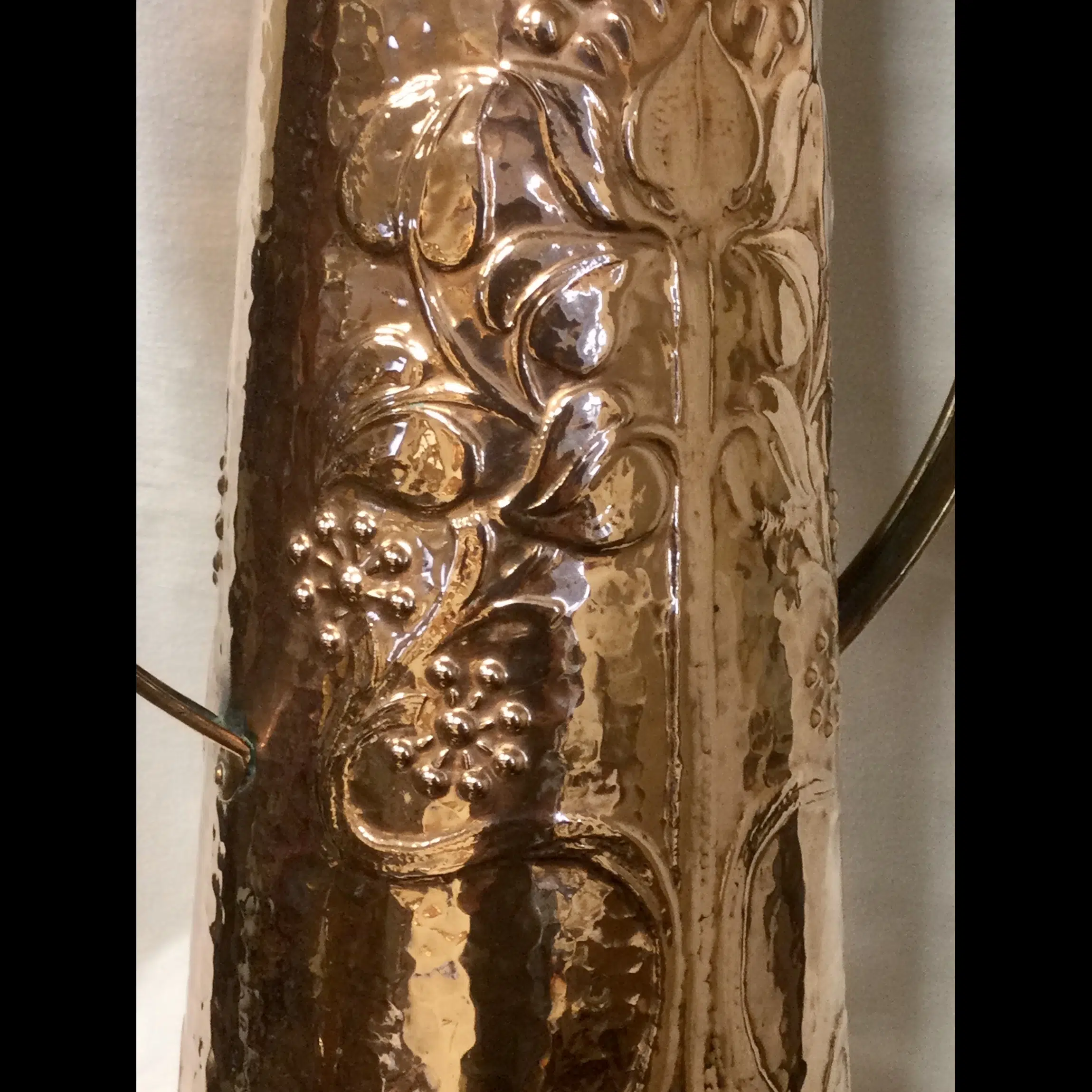 newton class large two handled arts and crafts copper vase or stick stand
