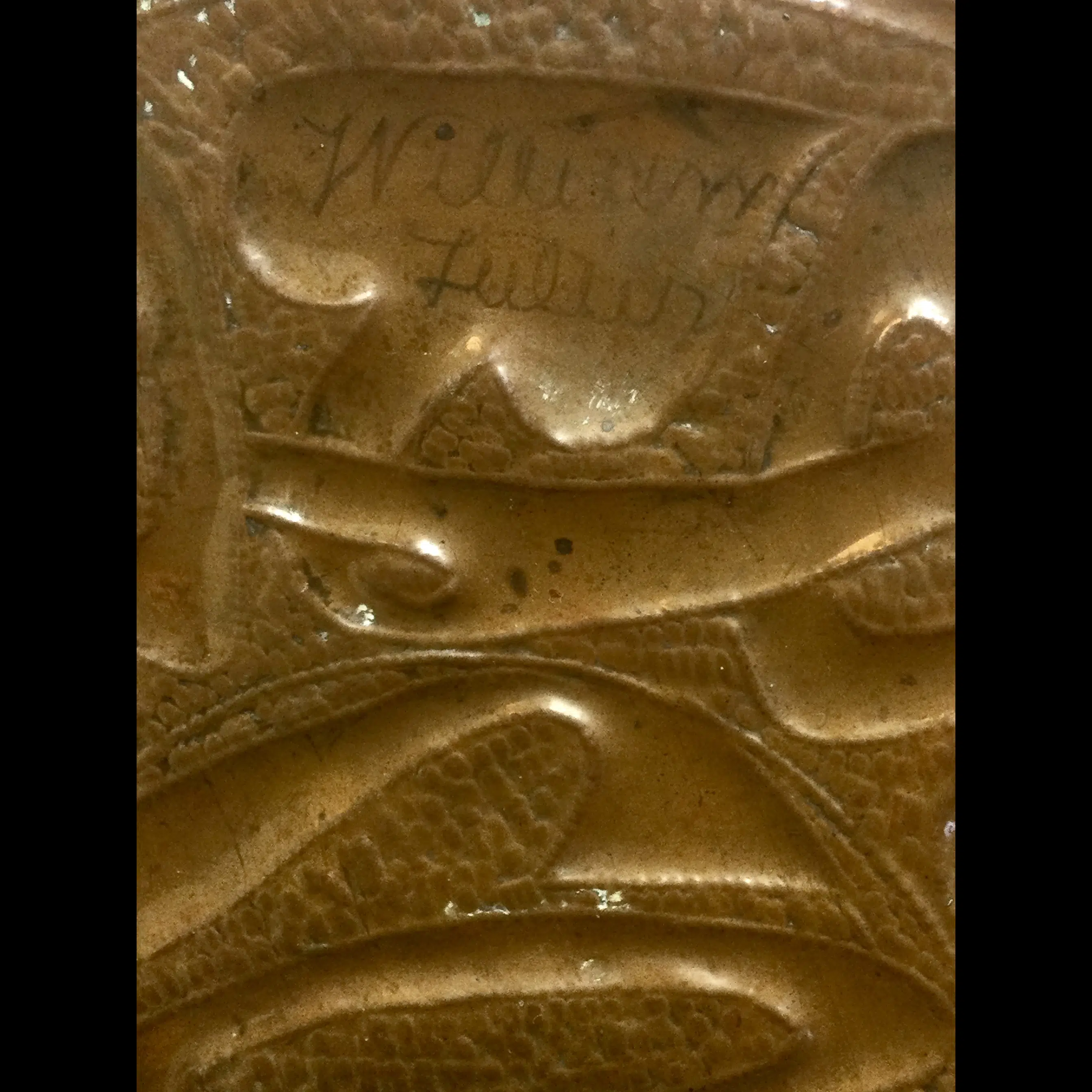 newton class cambridge arts and crafts copper card tray dated 1909