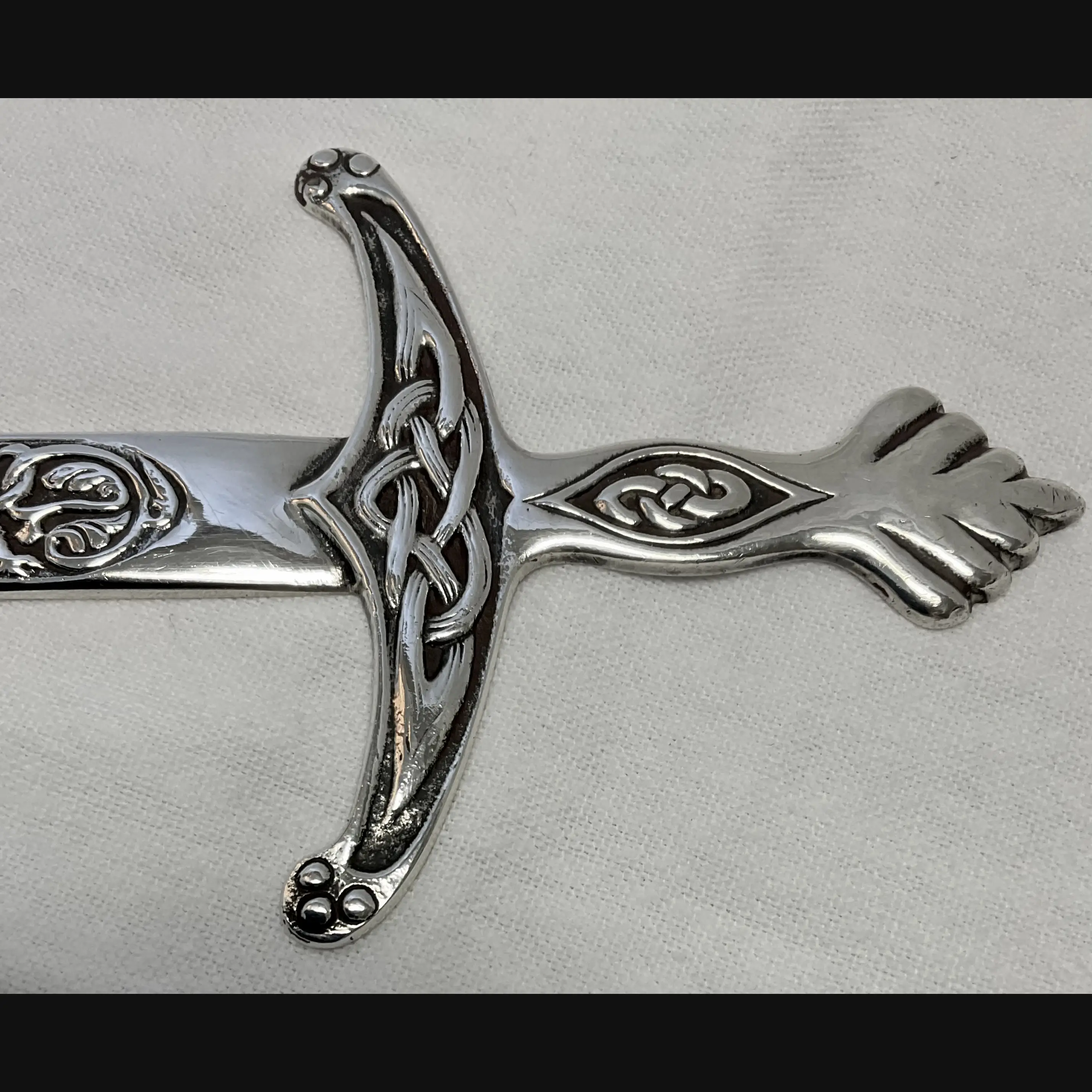 large alexander ritchie iona celtic art scottish arts and crafts silver letter opener with entwined beasts c1929