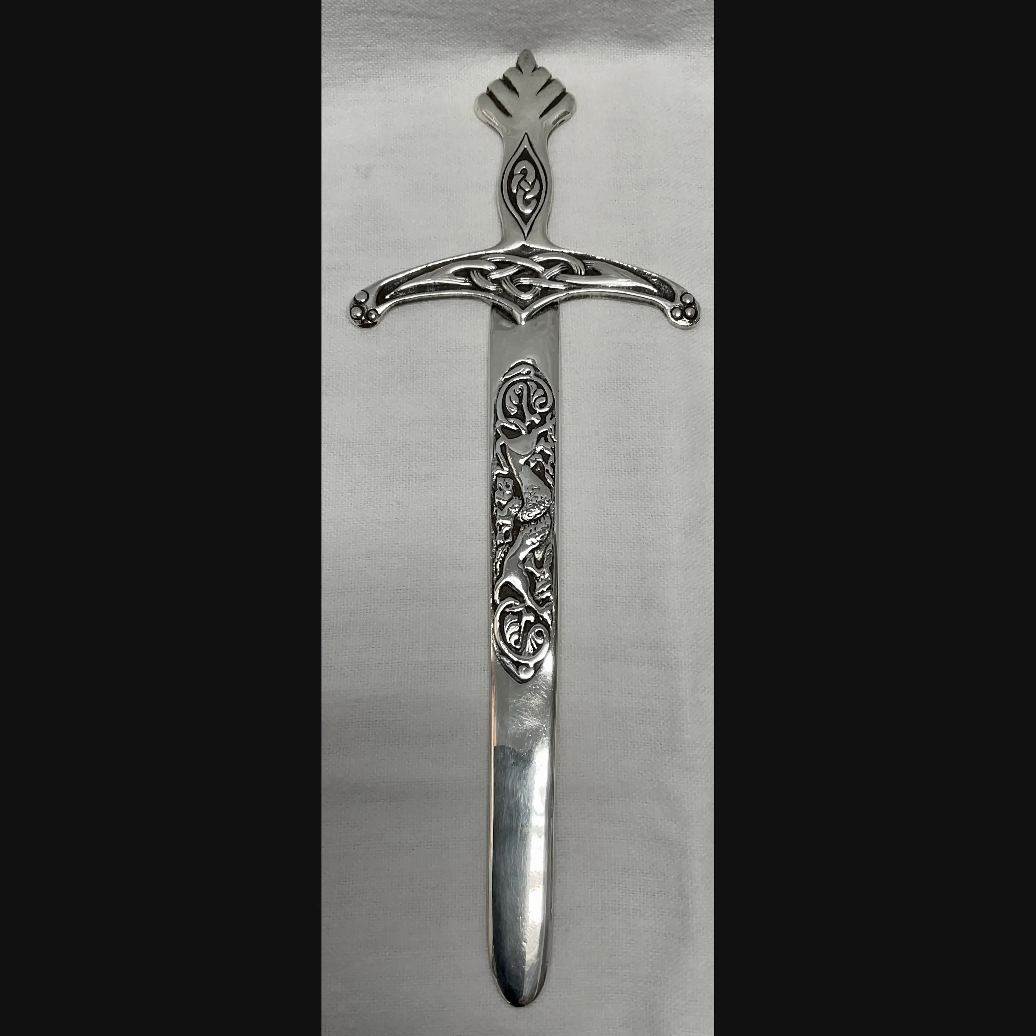 large alexander ritchie iona celtic art scottish arts and crafts silver letter opener with entwined beasts c1929