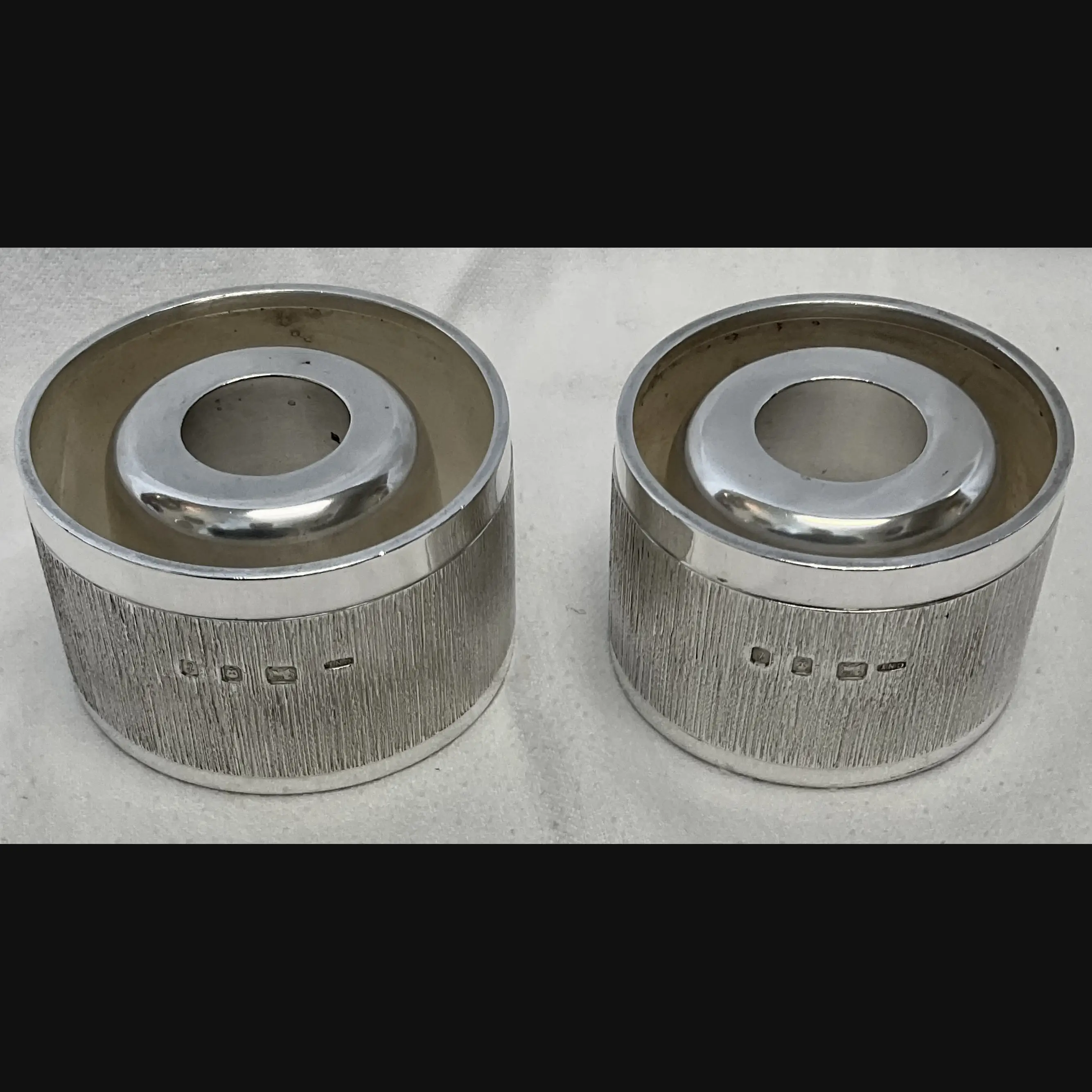 christoper lawrence modernist silver textured table salts   candlesticks