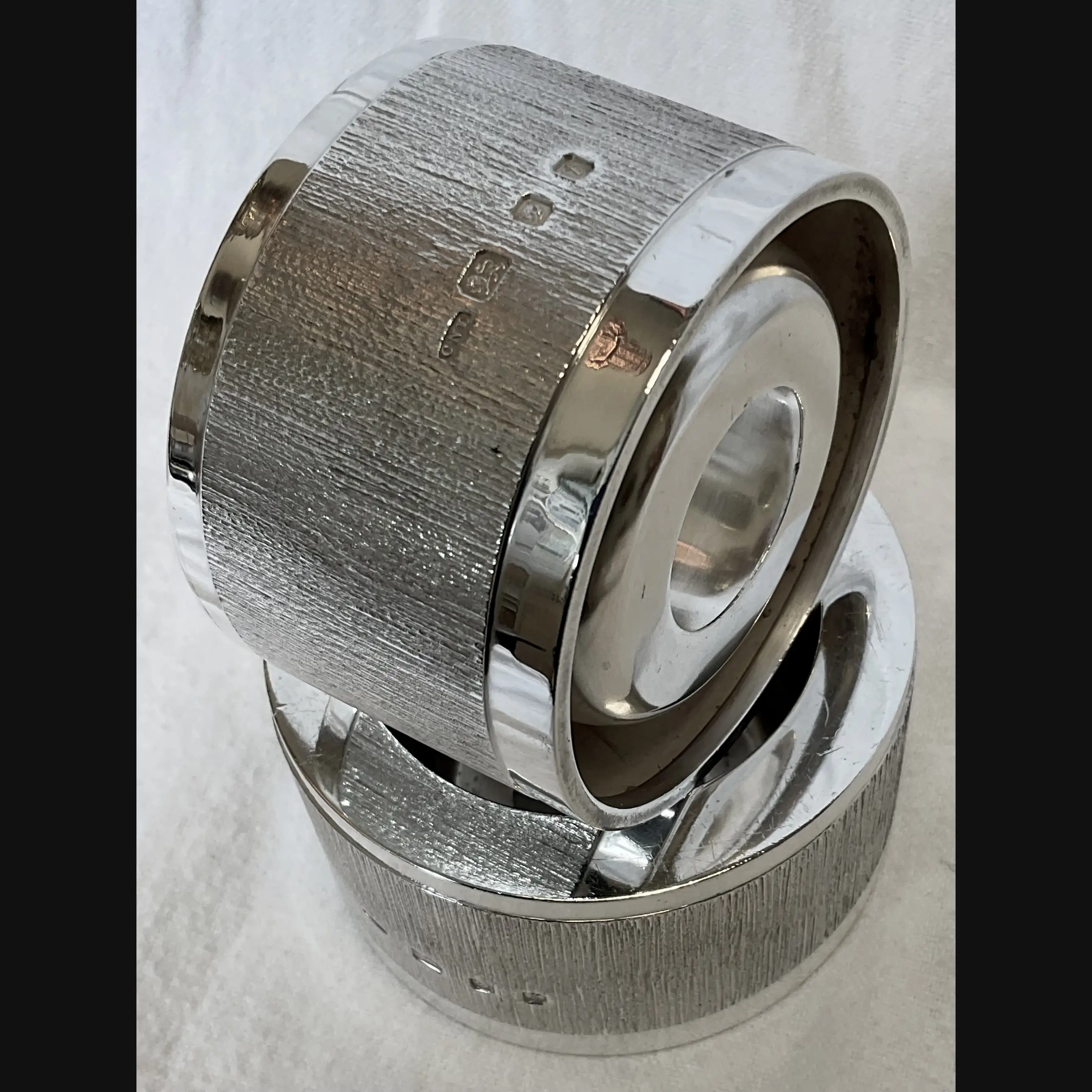 christoper lawrence modernist silver textured table salts   candlesticks