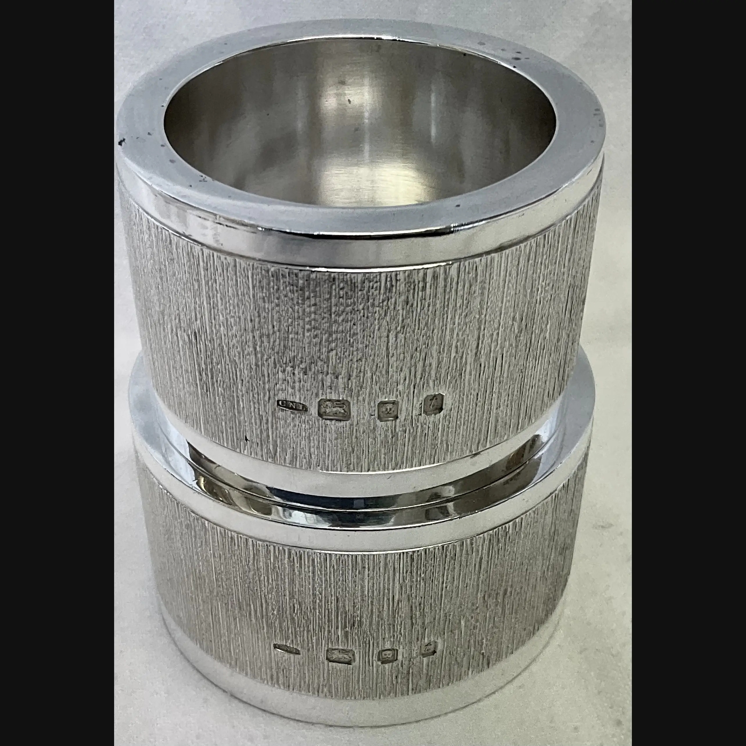 christoper lawrence modernist silver textured table salts   candlesticks