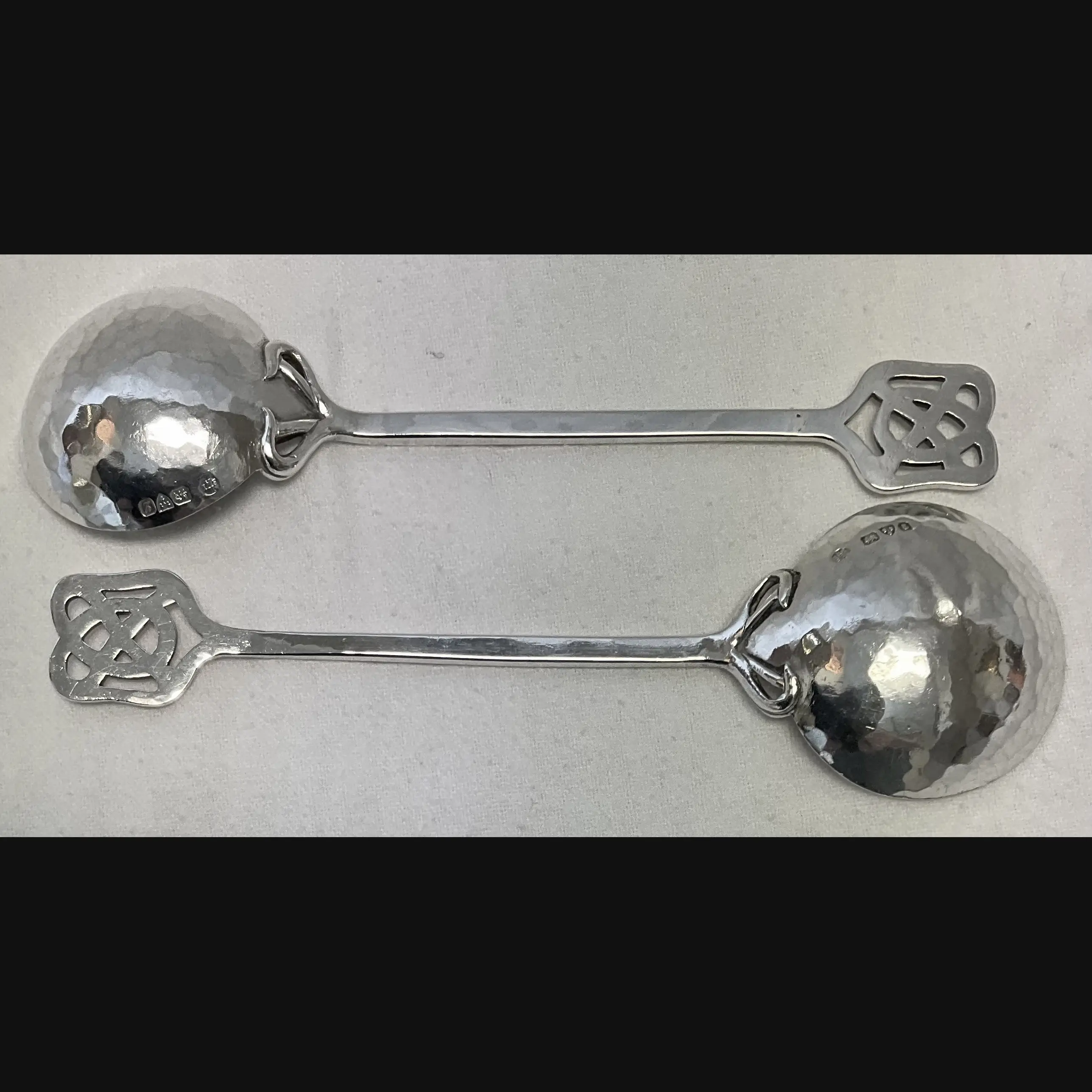 keswick school of industrial art ksia arts and crafts celtic topped split stem silver spoons