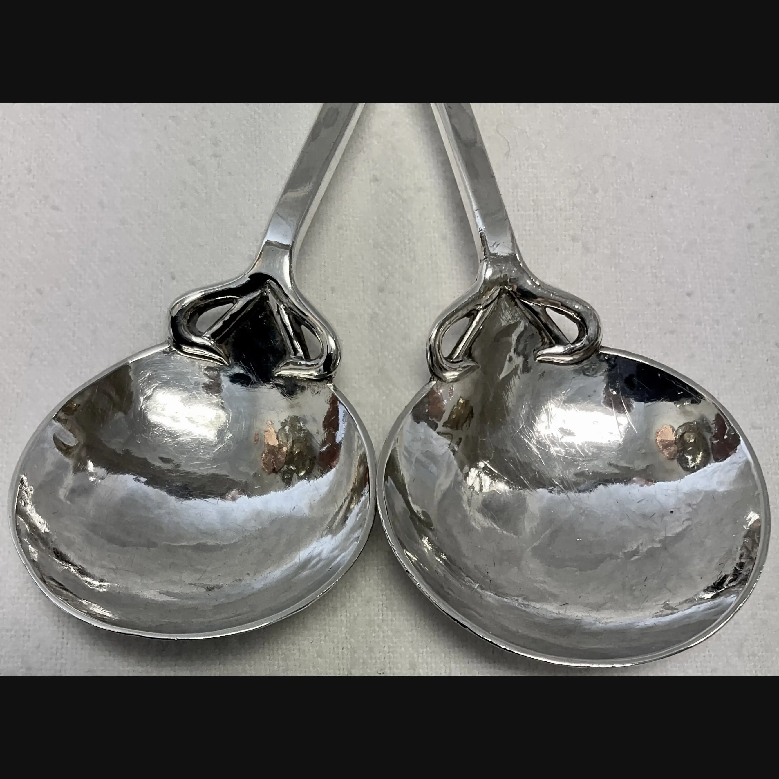 keswick school of industrial art ksia arts and crafts celtic topped split stem silver spoons