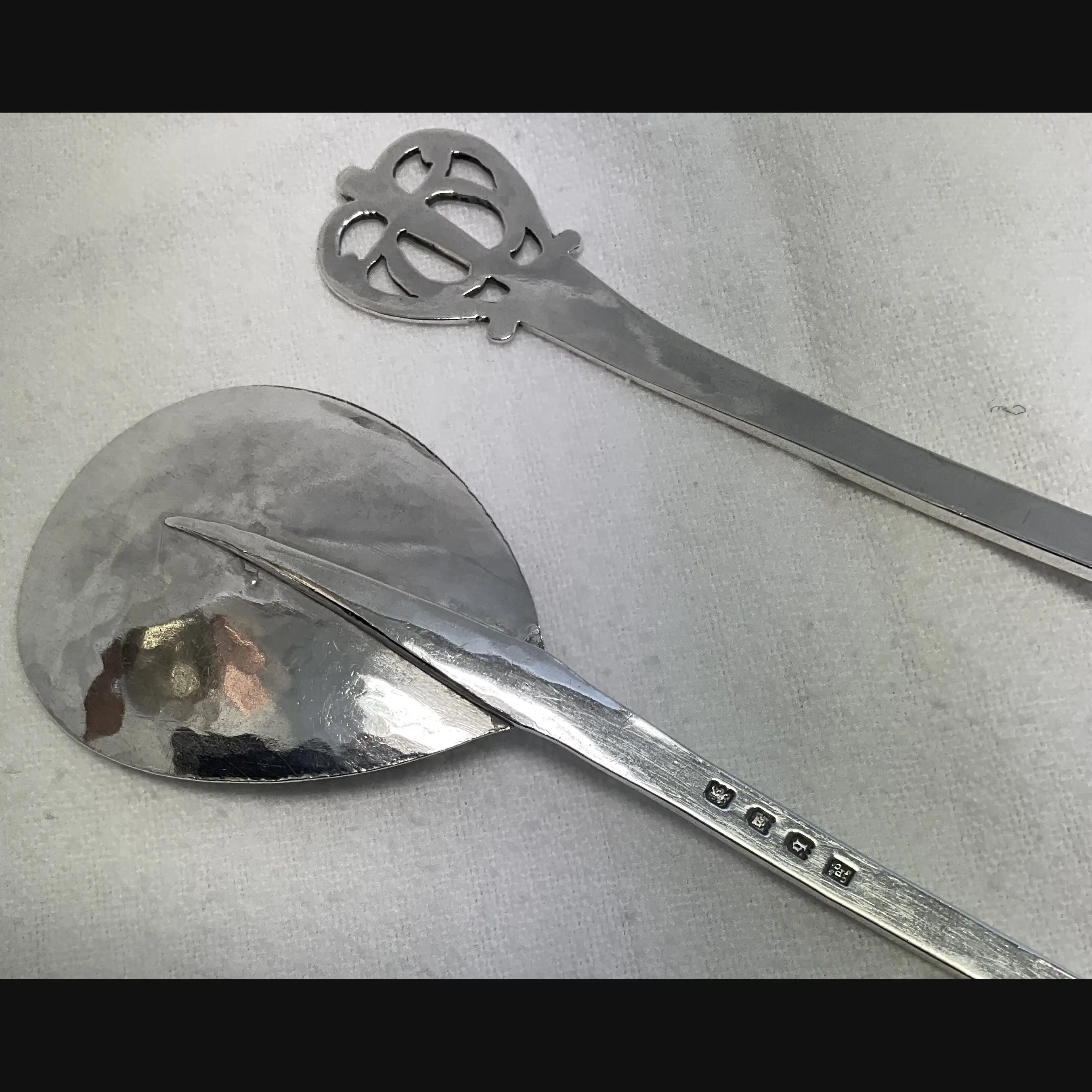 arts and crafts silver serving spoons by c  plucknett and co