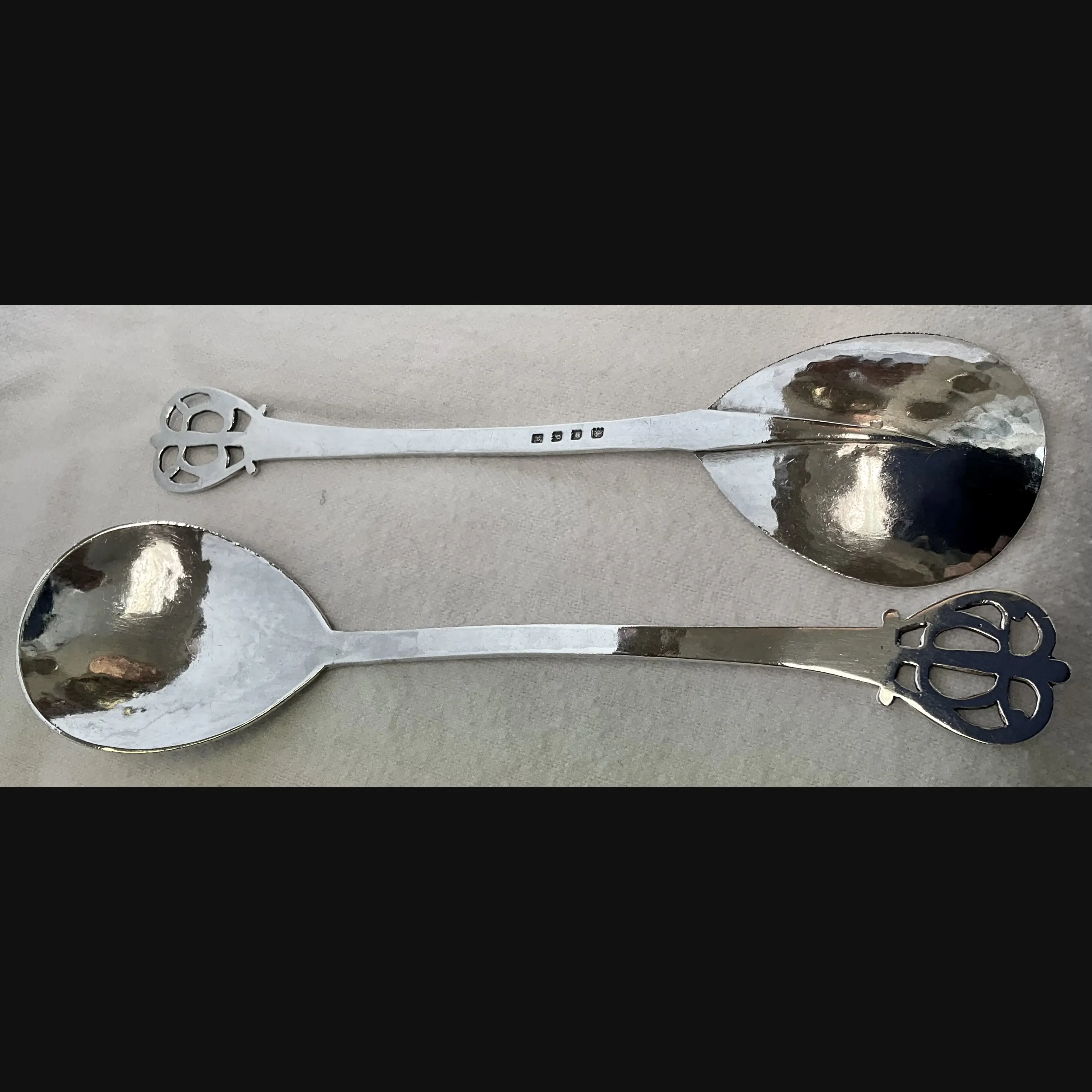 arts and crafts silver serving spoons by c  plucknett and co