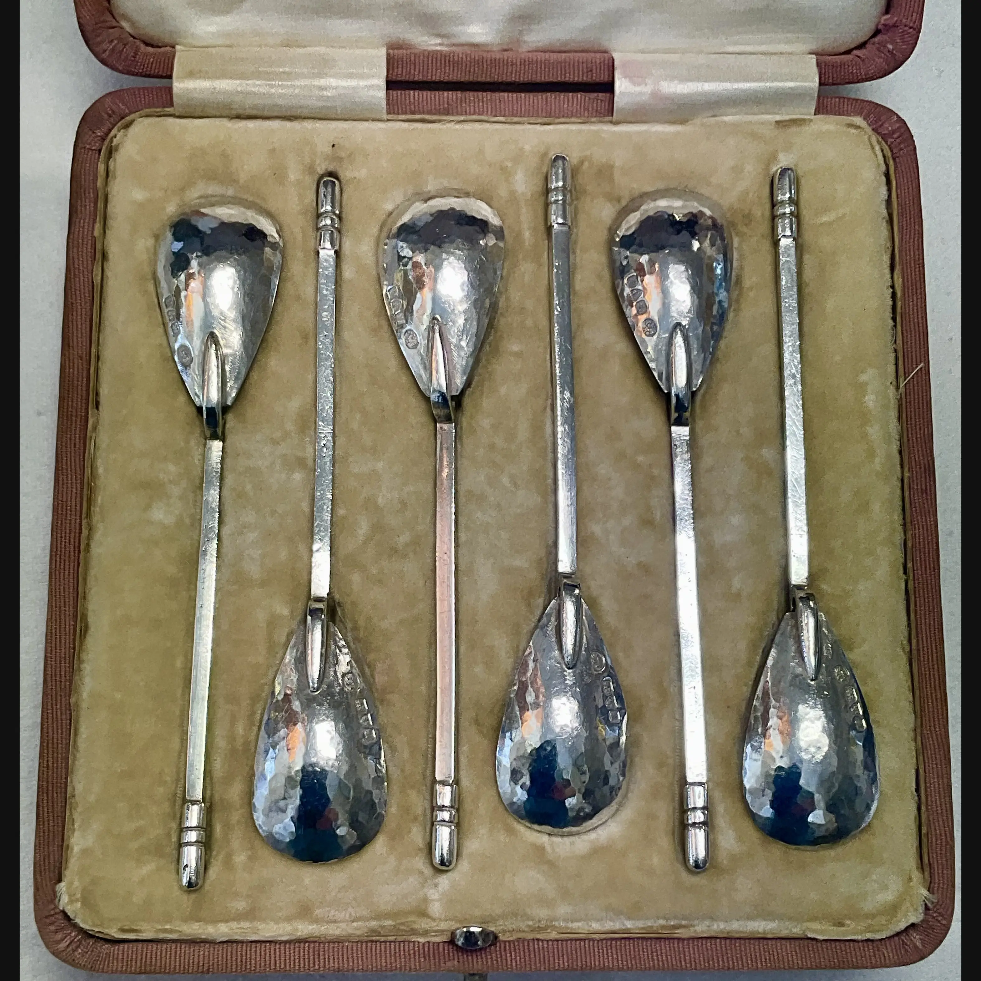 keswick school of industrial art ksia arts and crafts original boxed set silver roman replica spoons c1908