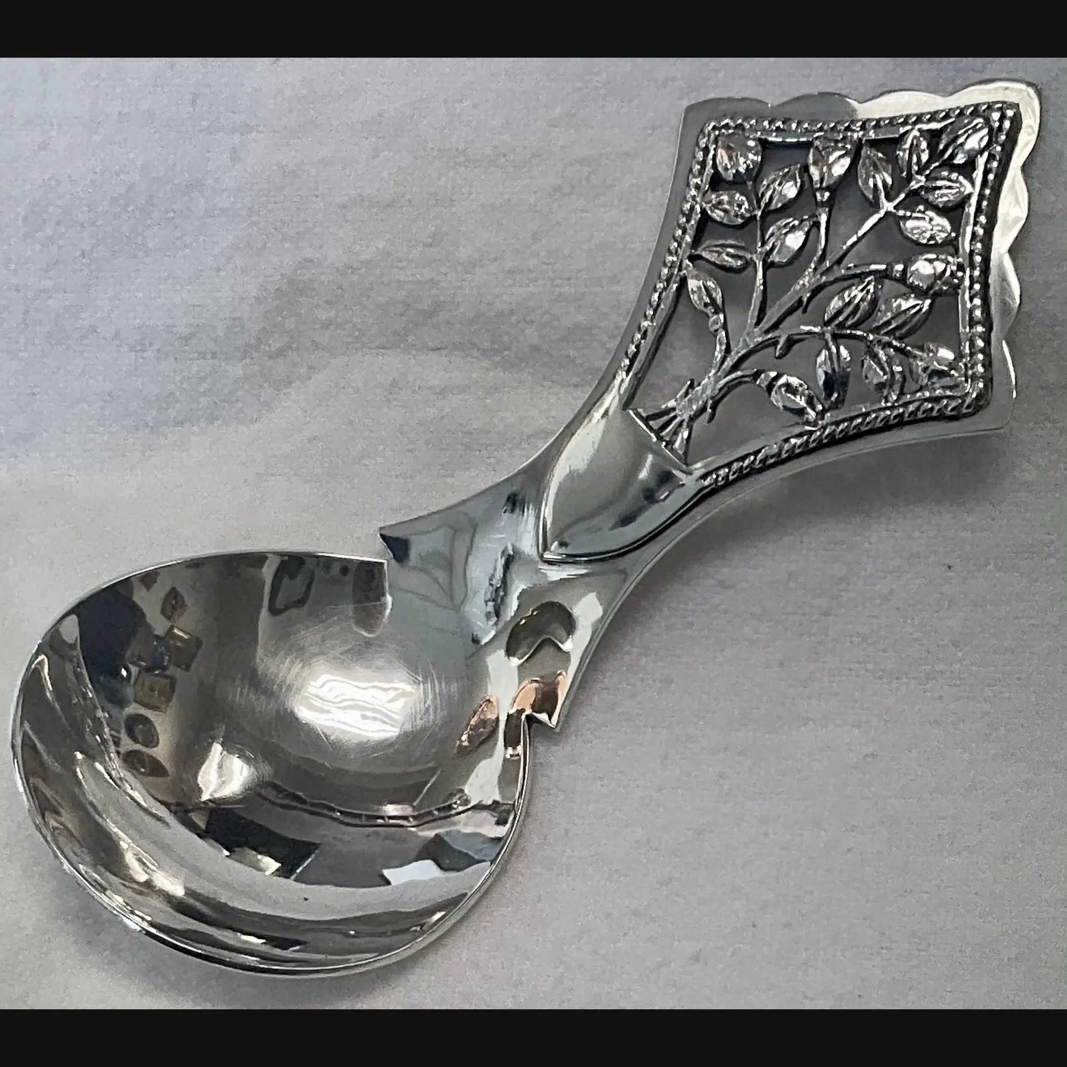 peter cook arts and crafts silver tea caddy spoon in the manner of h g murphy c1951