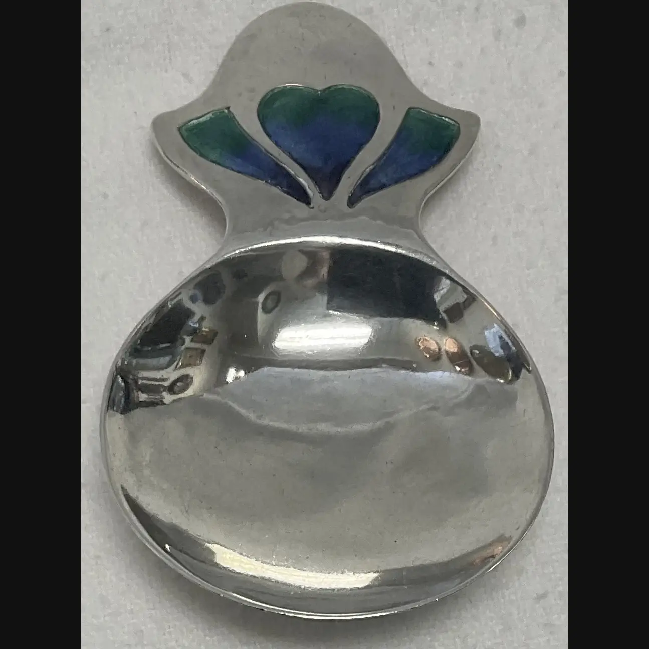 liberty co silver and enamelled tea caddy spoon c1906