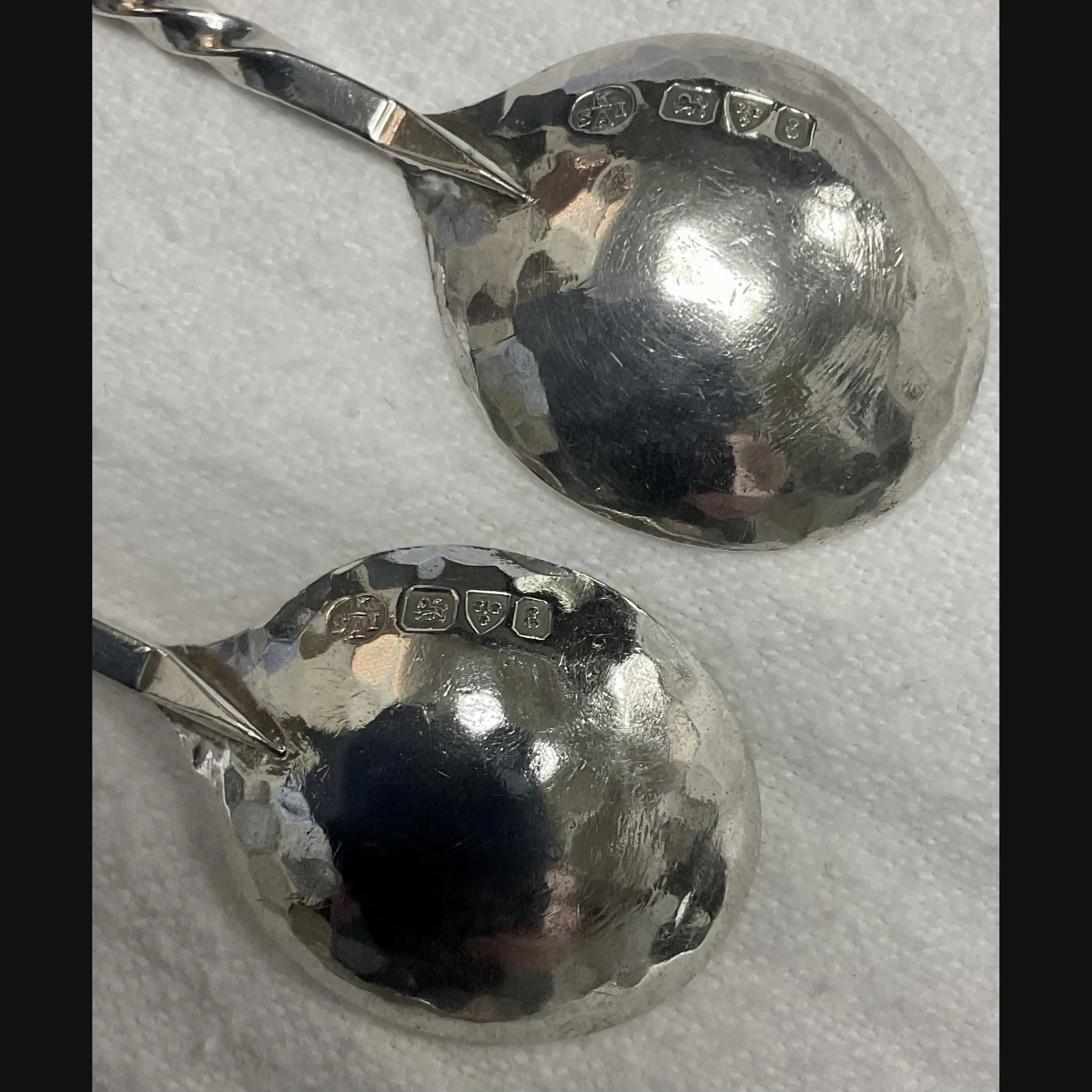 keswick school of industrial art ksia celtic topped twist stem silver spoons chester 1905 set