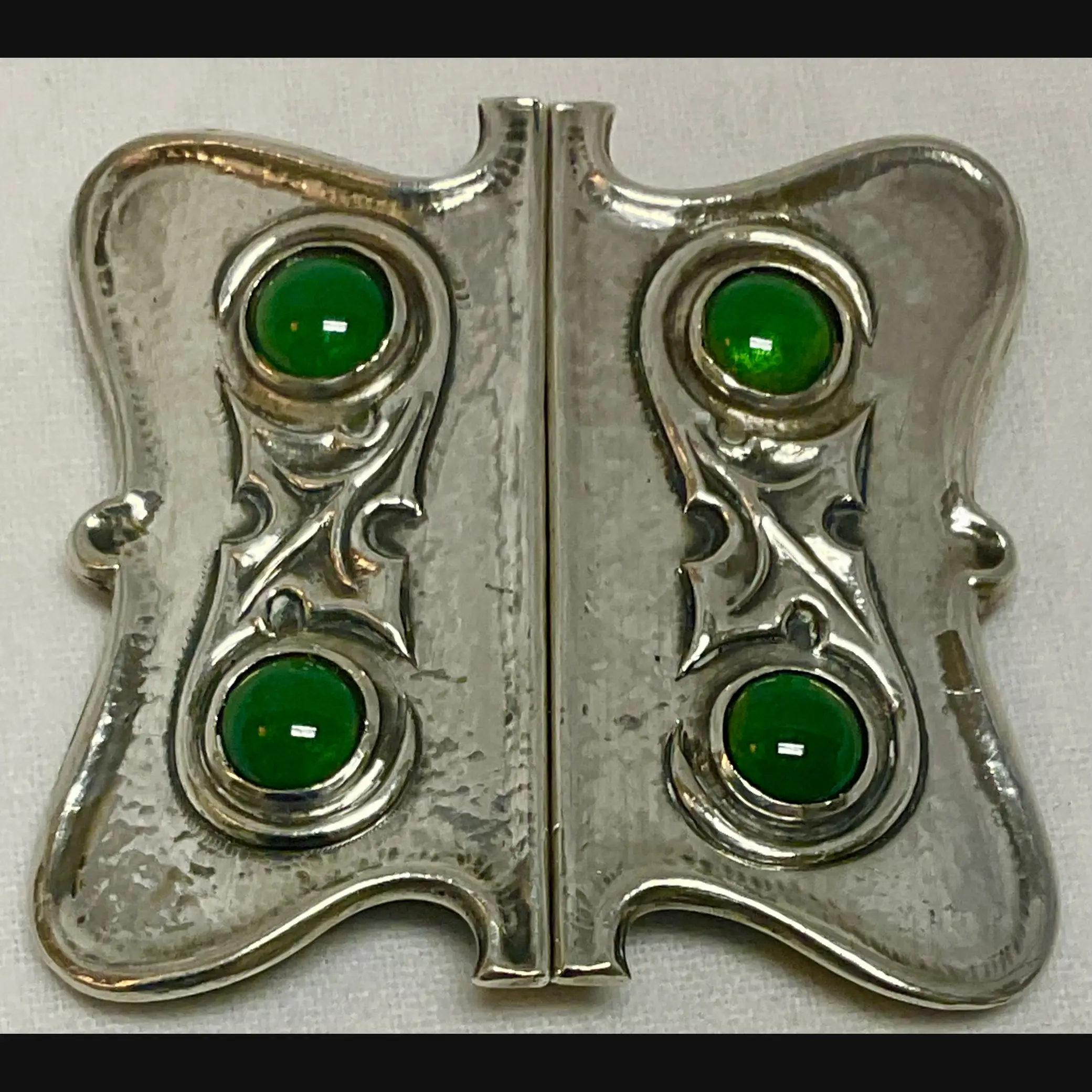rare keswick school of industrial art ksia arts and crafts art nouveau silver and enamelled belt buckle c1900 05