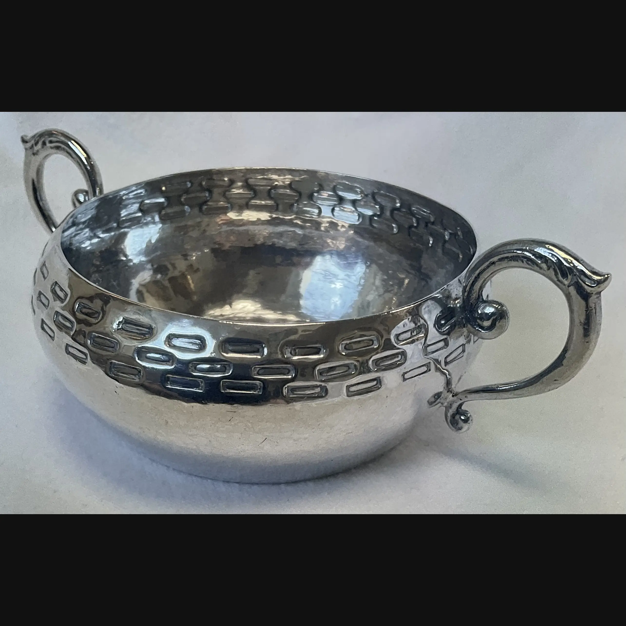 keswick school of industrial art ksia arts and crafts silver two handled bowl