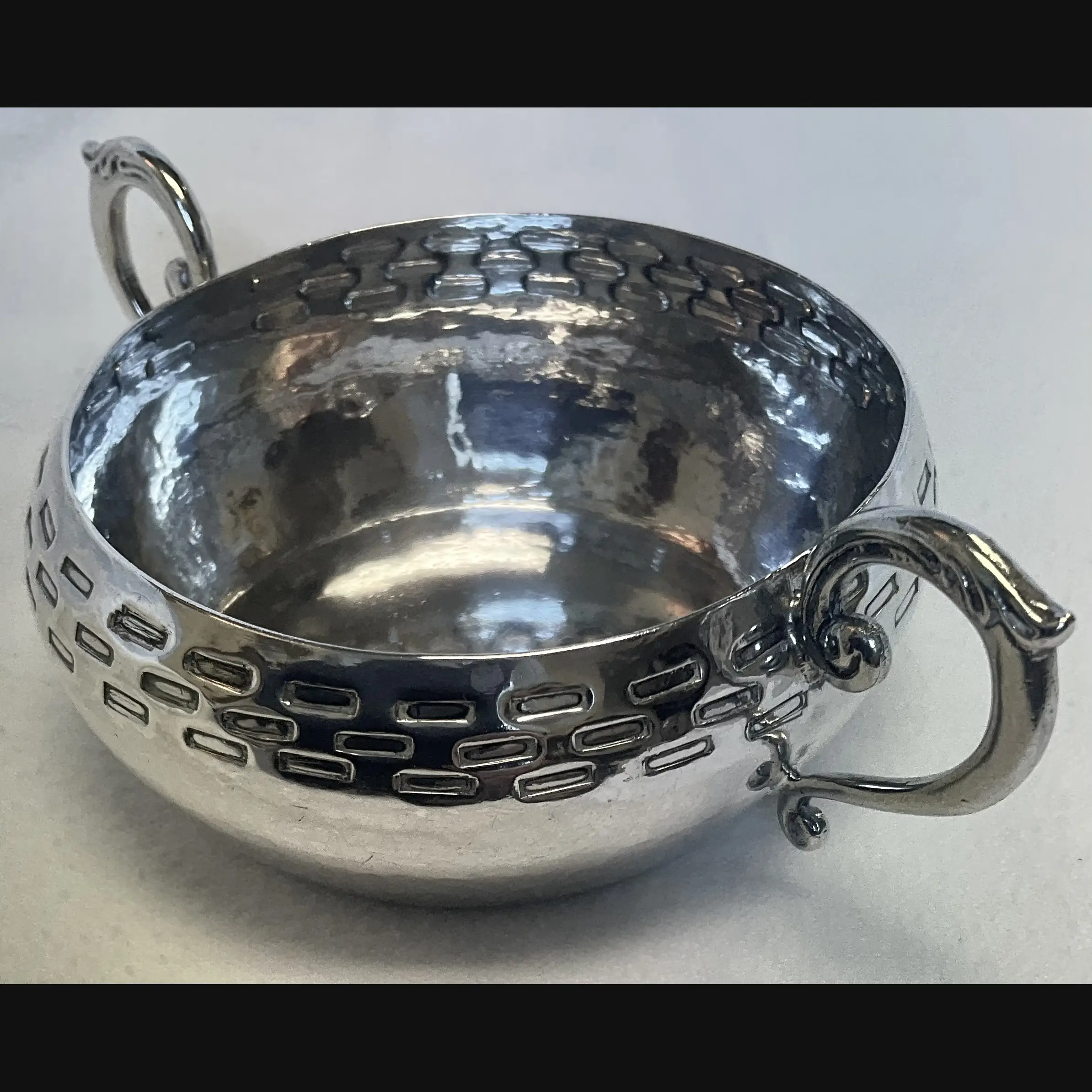keswick school of industrial art ksia arts and crafts silver two handled bowl