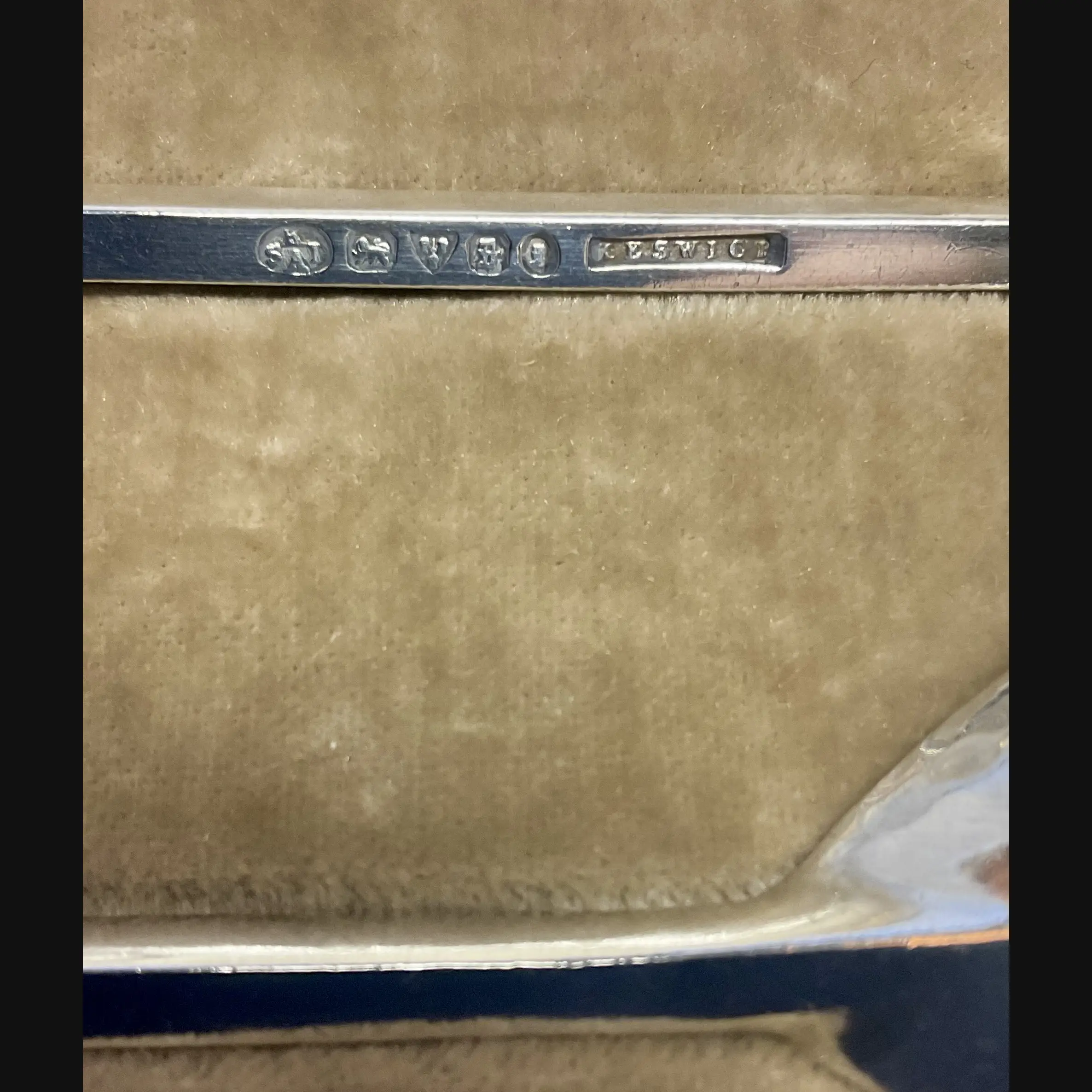 keswick school of industrial art ksia arts and crafts cased pair of silver serving spoons original silk lined fitted box