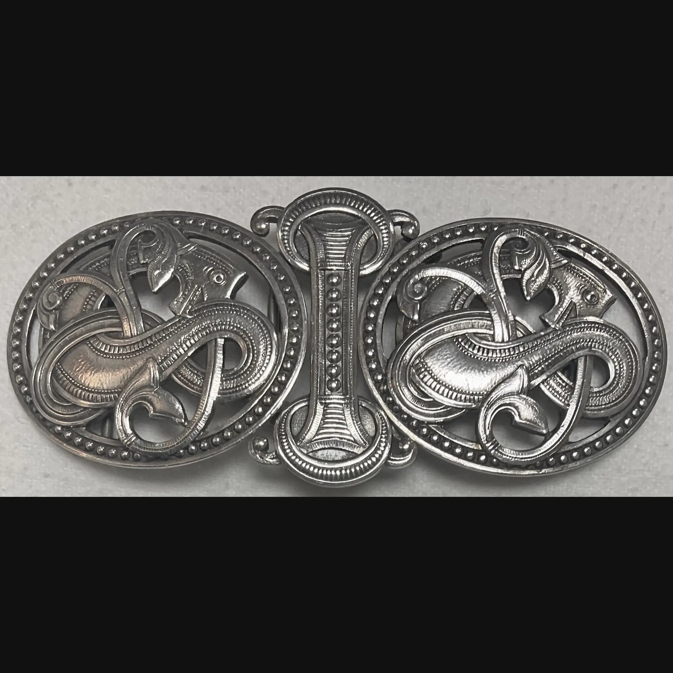 norwegian arts and crafts dragestil silver belt buckle