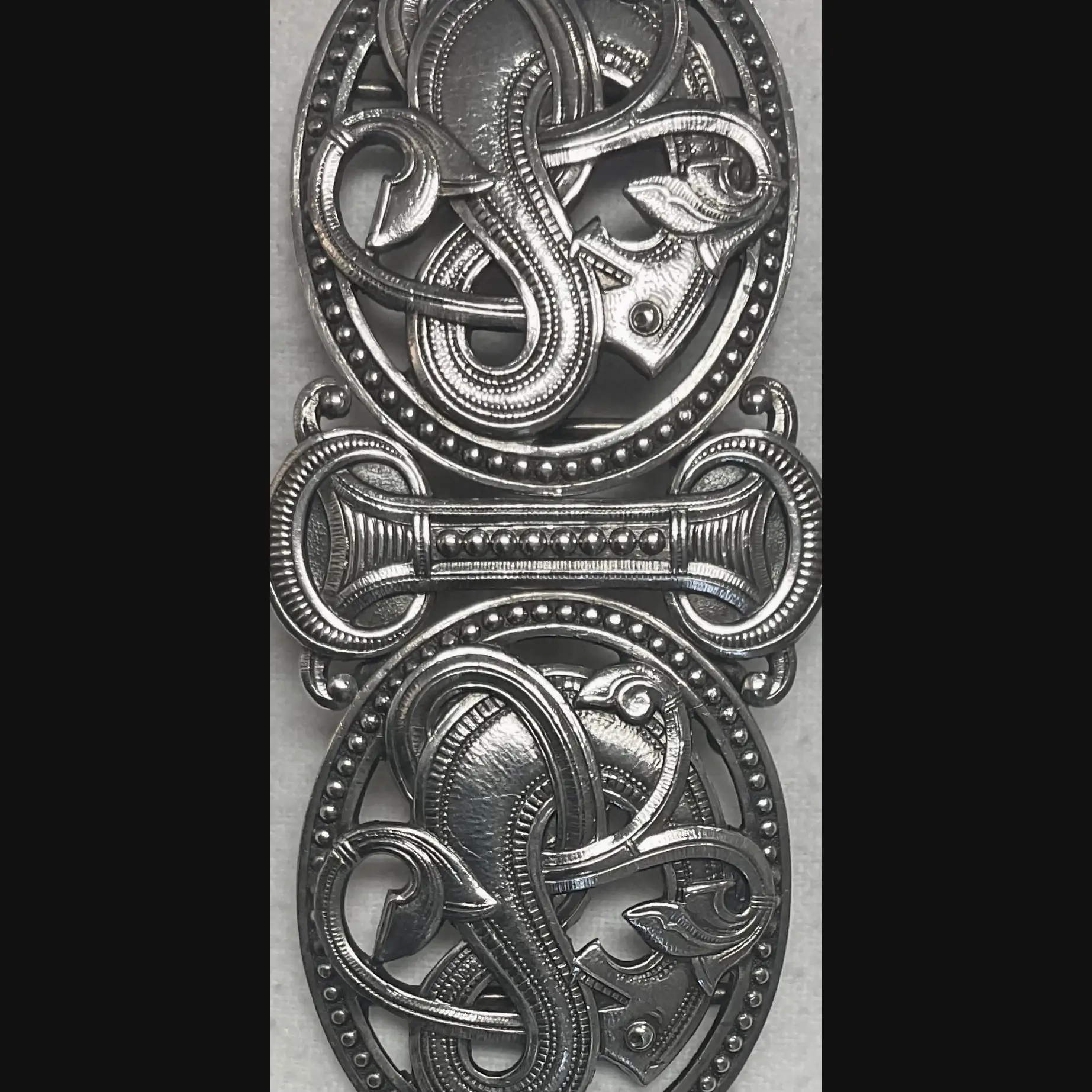 norwegian arts and crafts dragestil silver belt buckle