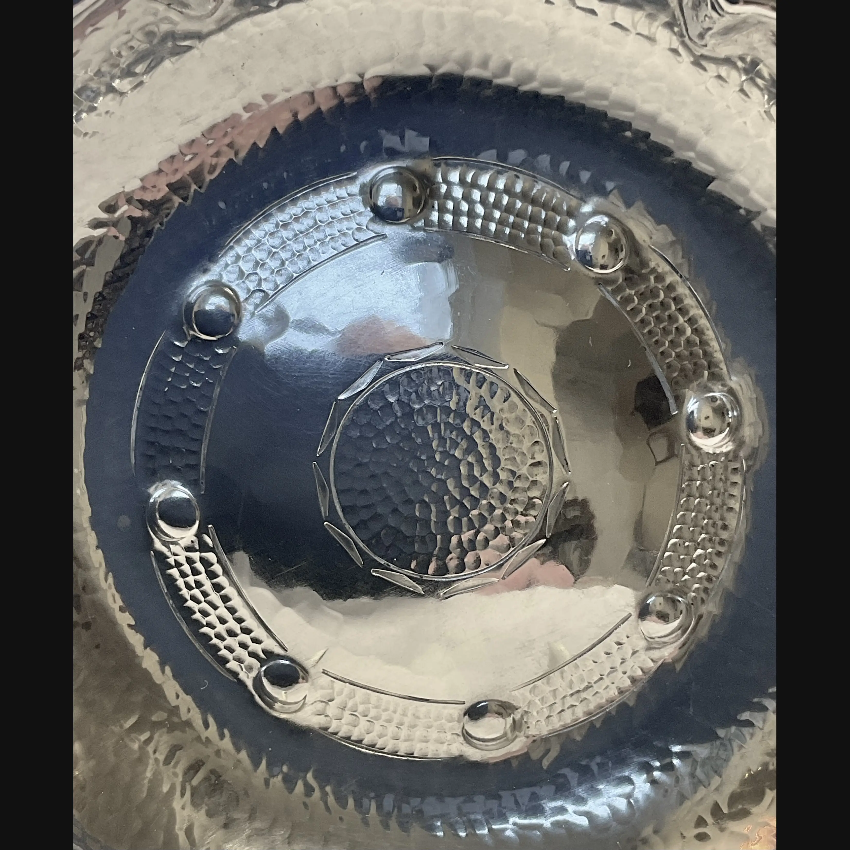 borrowdale lakeland rural industries arts and crafts silver card tray with pinched rim