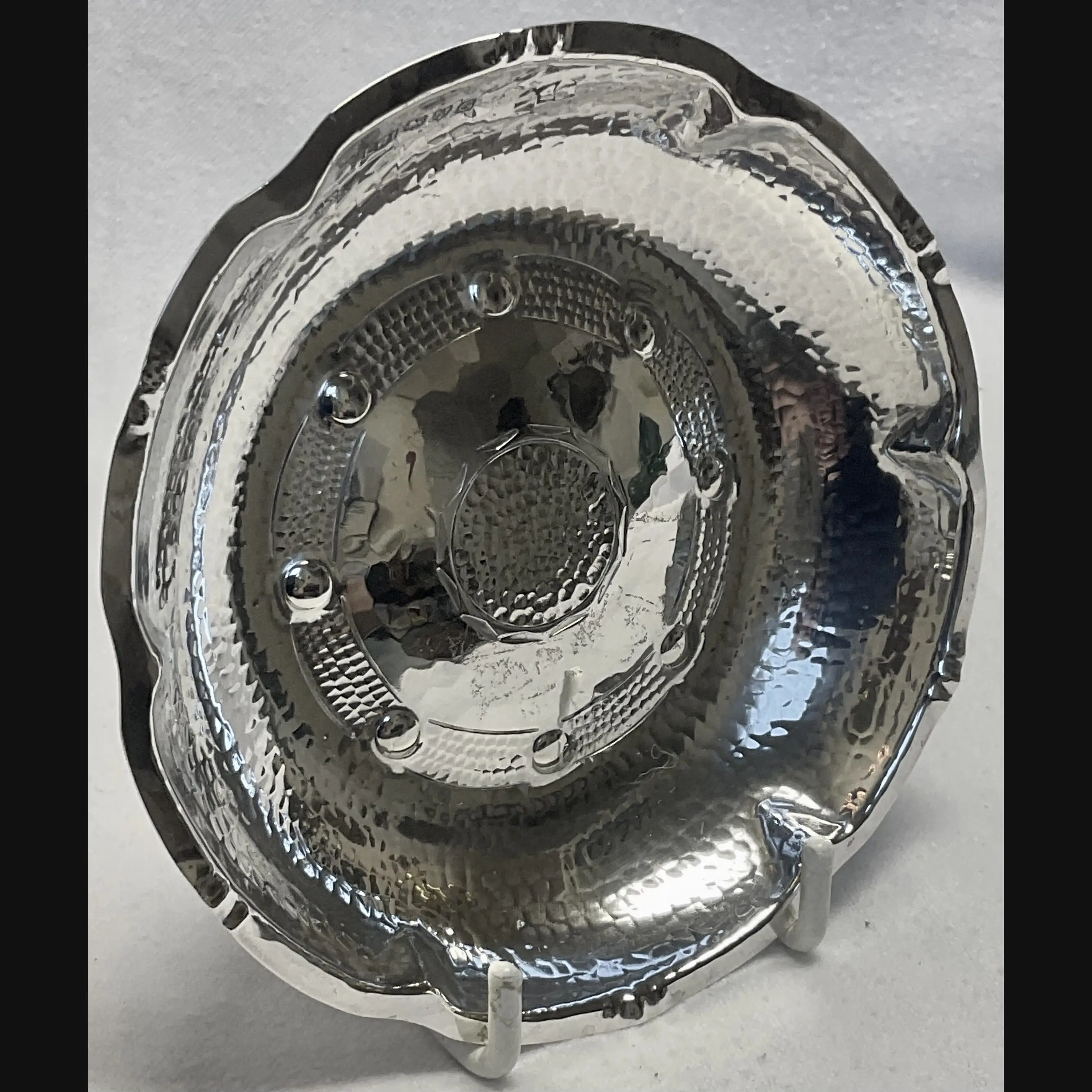 borrowdale lakeland rural industries arts and crafts silver card tray with pinched rim