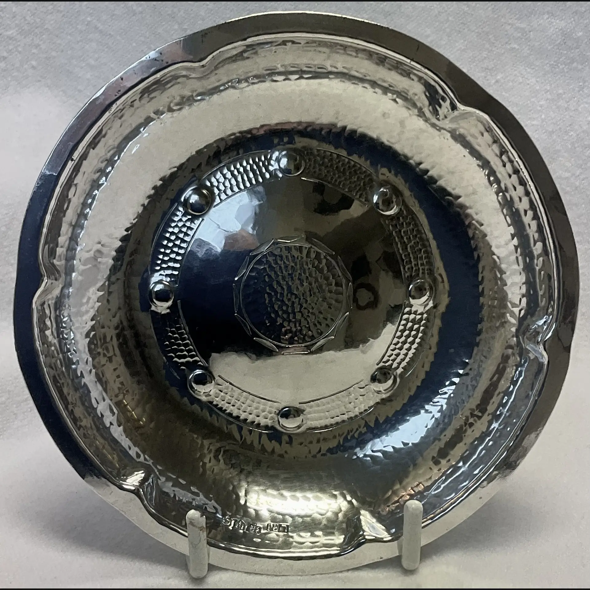 borrowdale lakeland rural industries lri arts and crafts silver card tray with plain rim