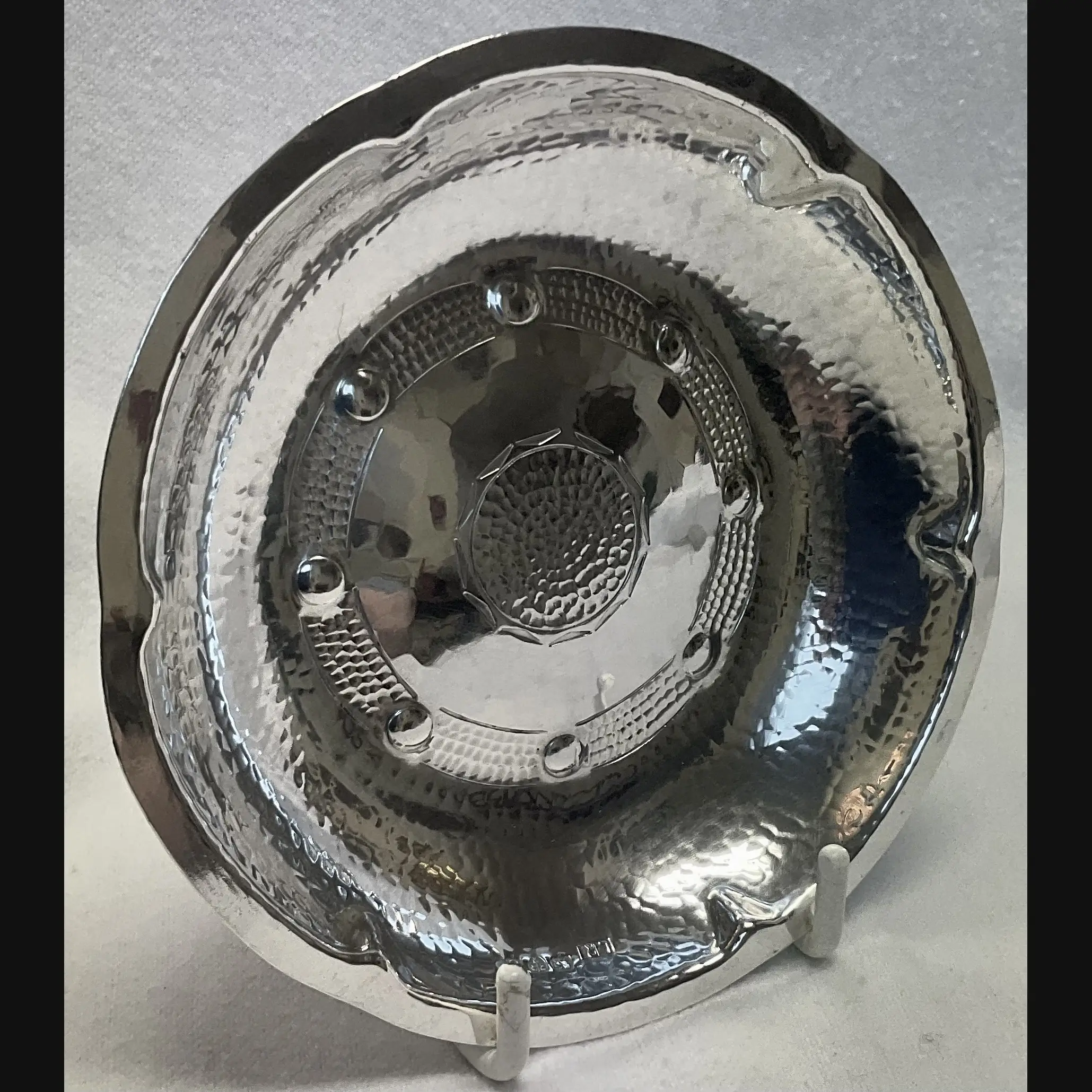 borrowdale lakeland rural industries lri arts and crafts silver card tray with plain rim