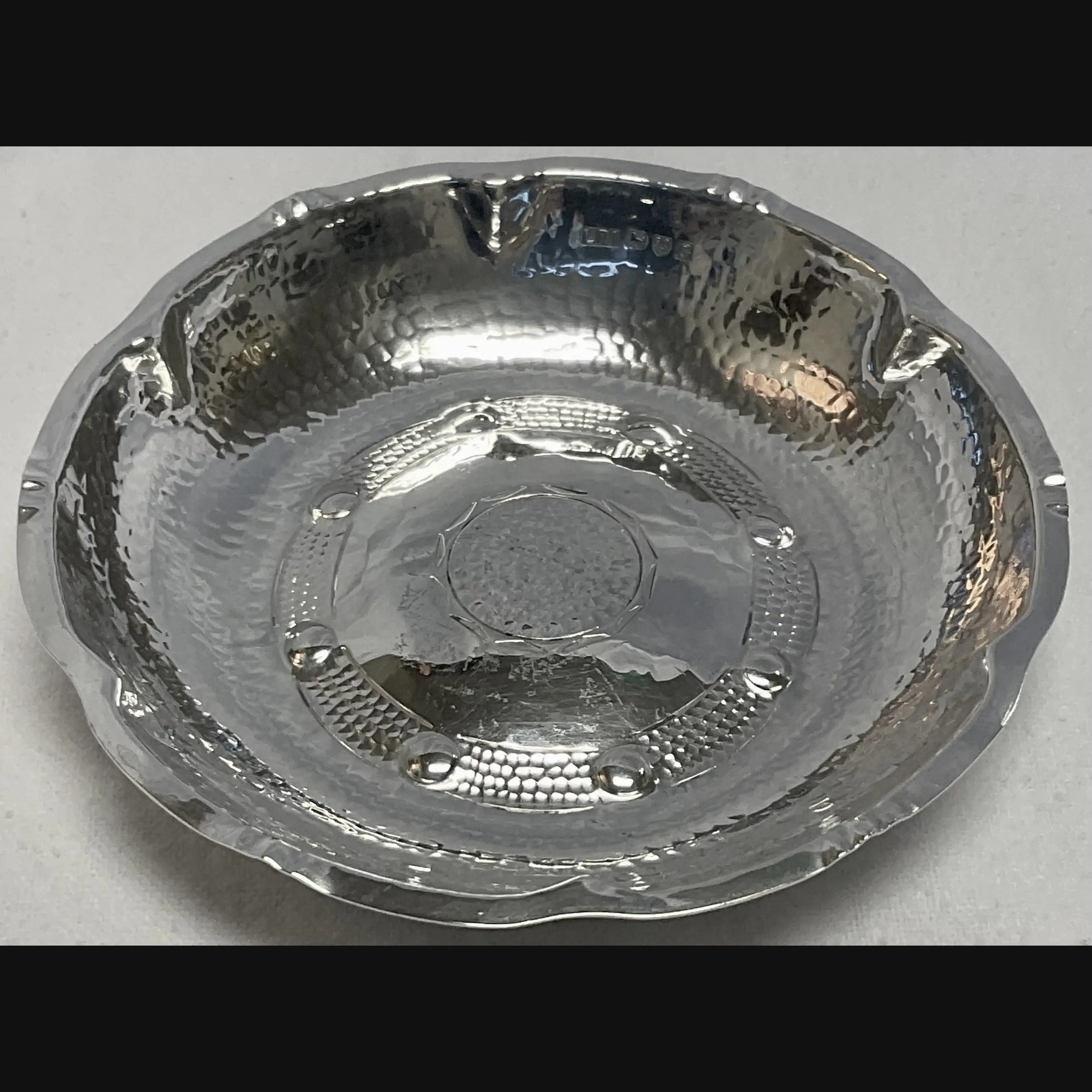 borrowdale lakeland rural industries lri arts and crafts silver card tray with plain rim