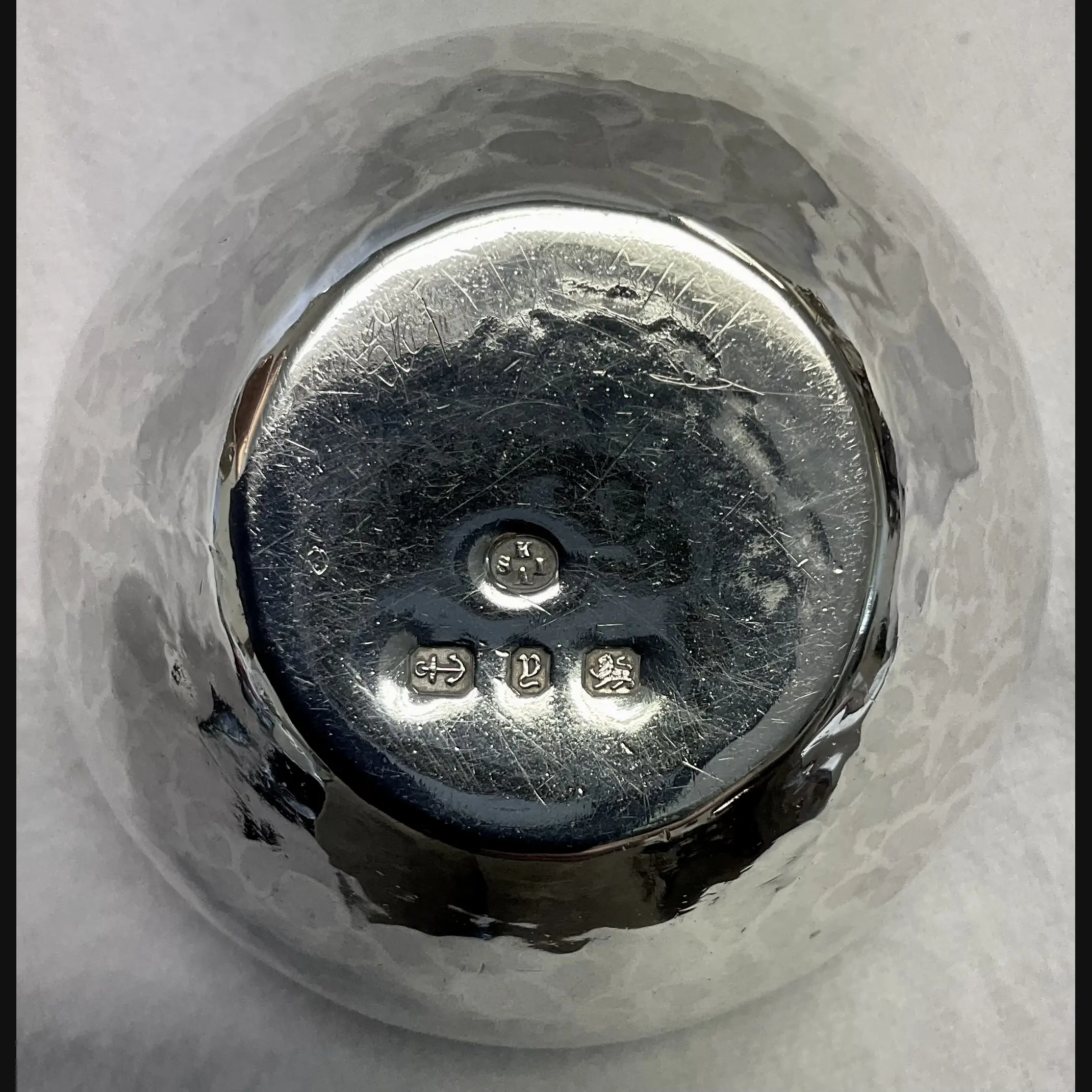 keswick school of industrial art ksia silver arts and crafts planished sugar bowl with wave edge