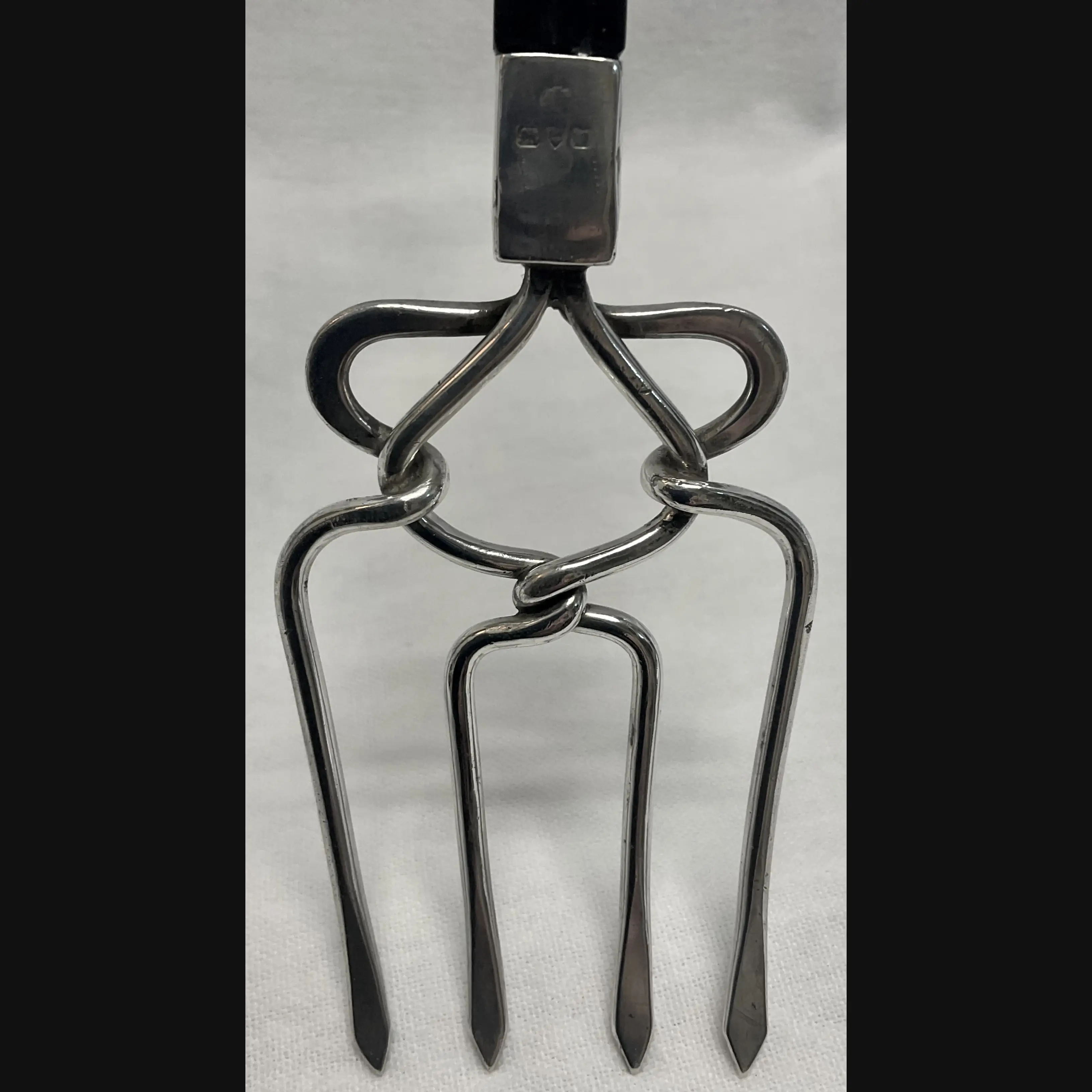 keswick school of industrial art ksia arts and crafts silver toasting fork mounted on ebony handle