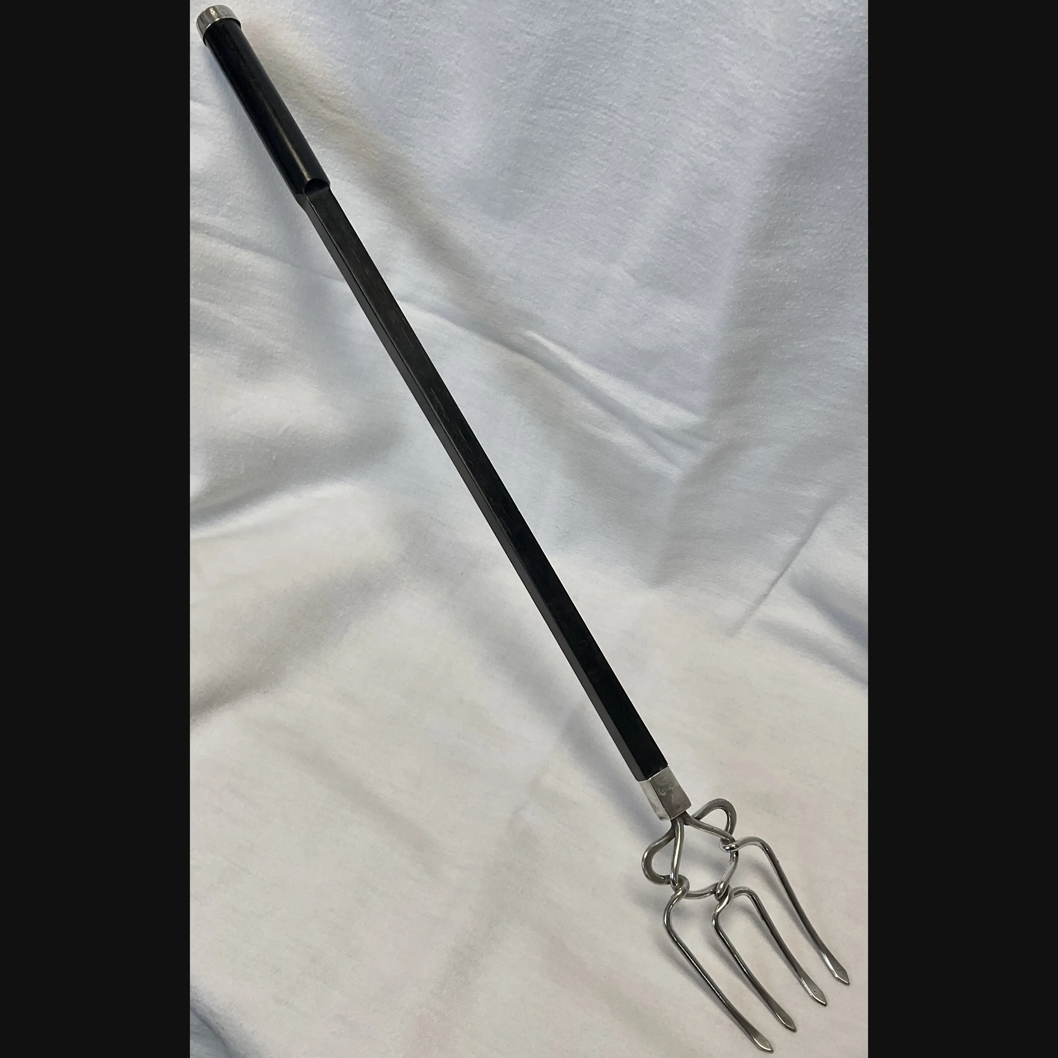 keswick school of industrial art ksia arts and crafts silver toasting fork mounted on ebony handle