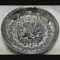 keswick school of industrial art ksia arts and crafts larger silver repousse decorated table bowl with their early 3 fishes design c1922