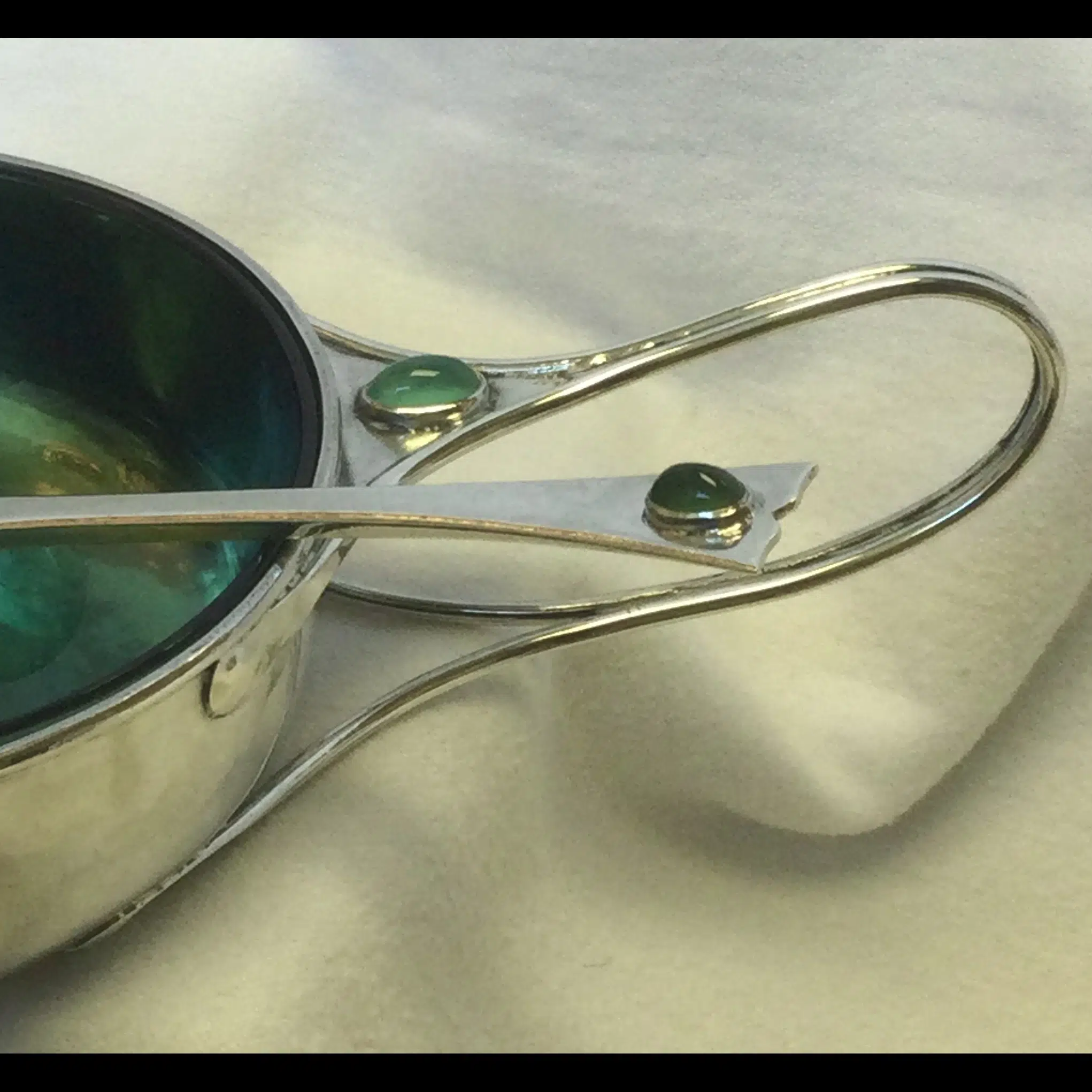 c.r.ashbee guild of handicrafts gofh silver porringer spoon and liner with cabochons 1908