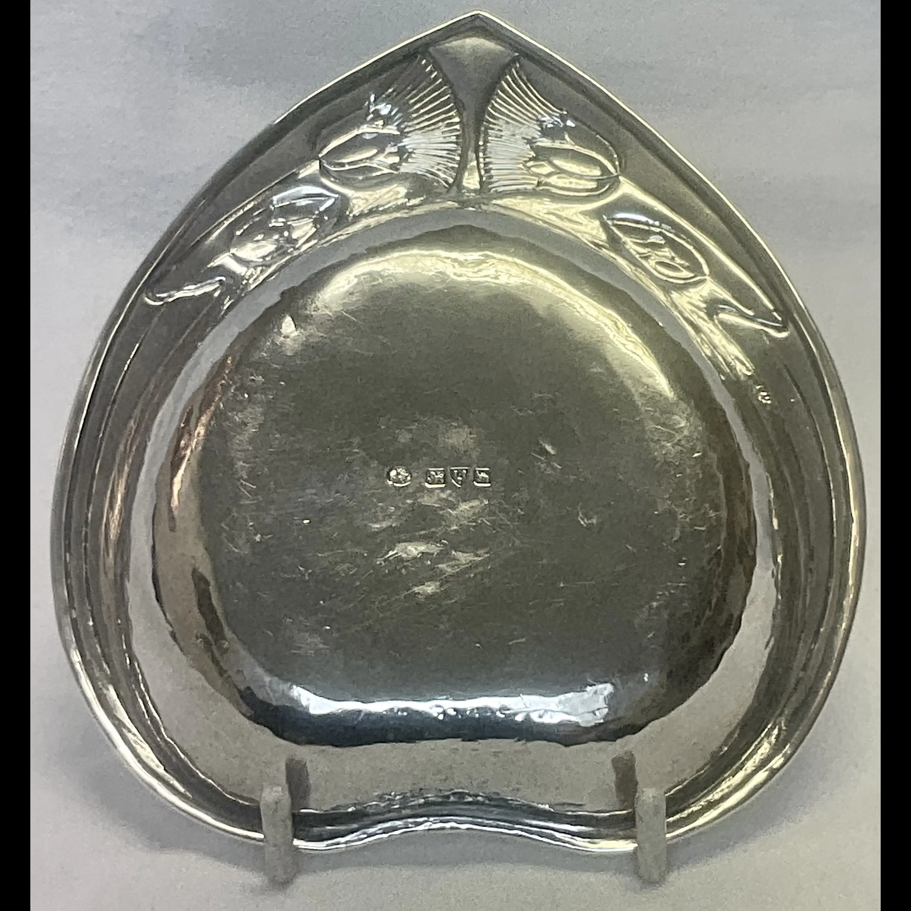 keswick school of industrial art silver arts and crafts card tray with thistle by r temple