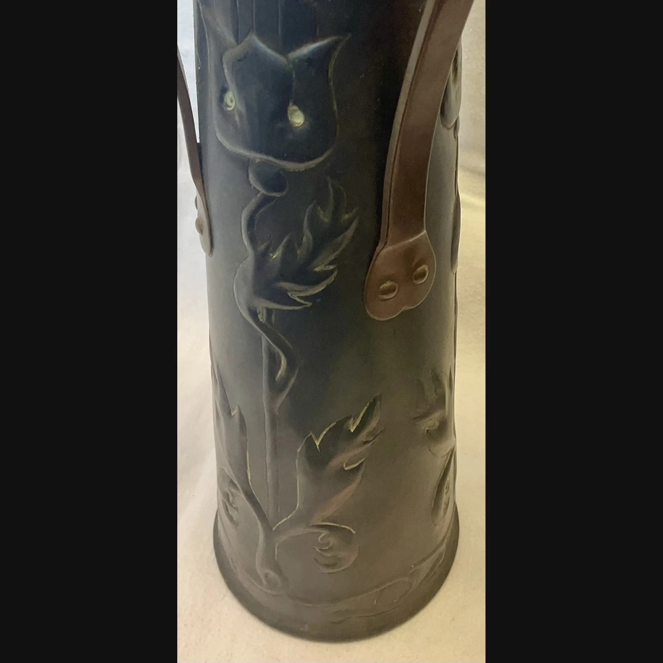 ickleford industrial class arts and crafts three handled copper vase c1910