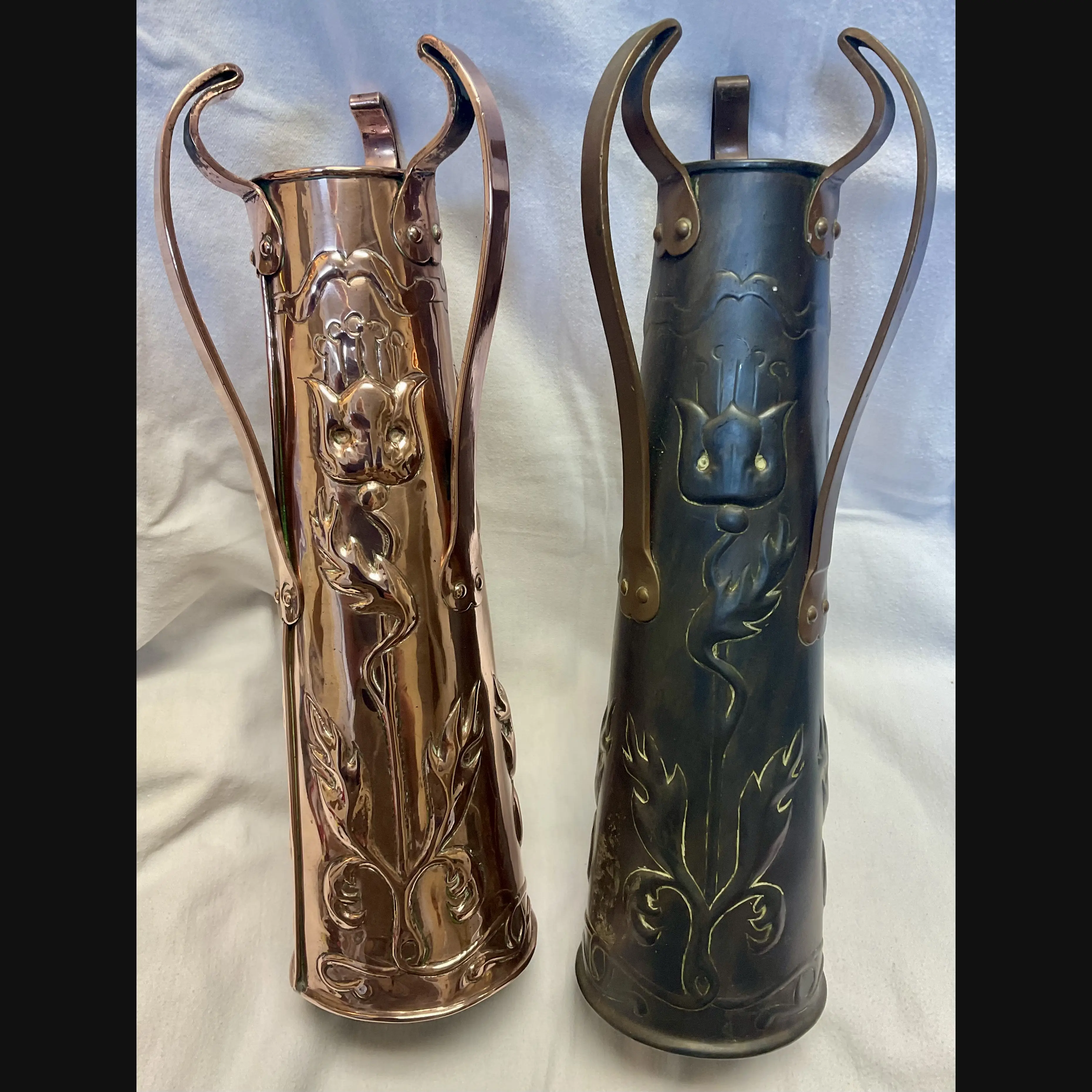 ickleford class arts and crafts three handled copper vase with polished patina c1910