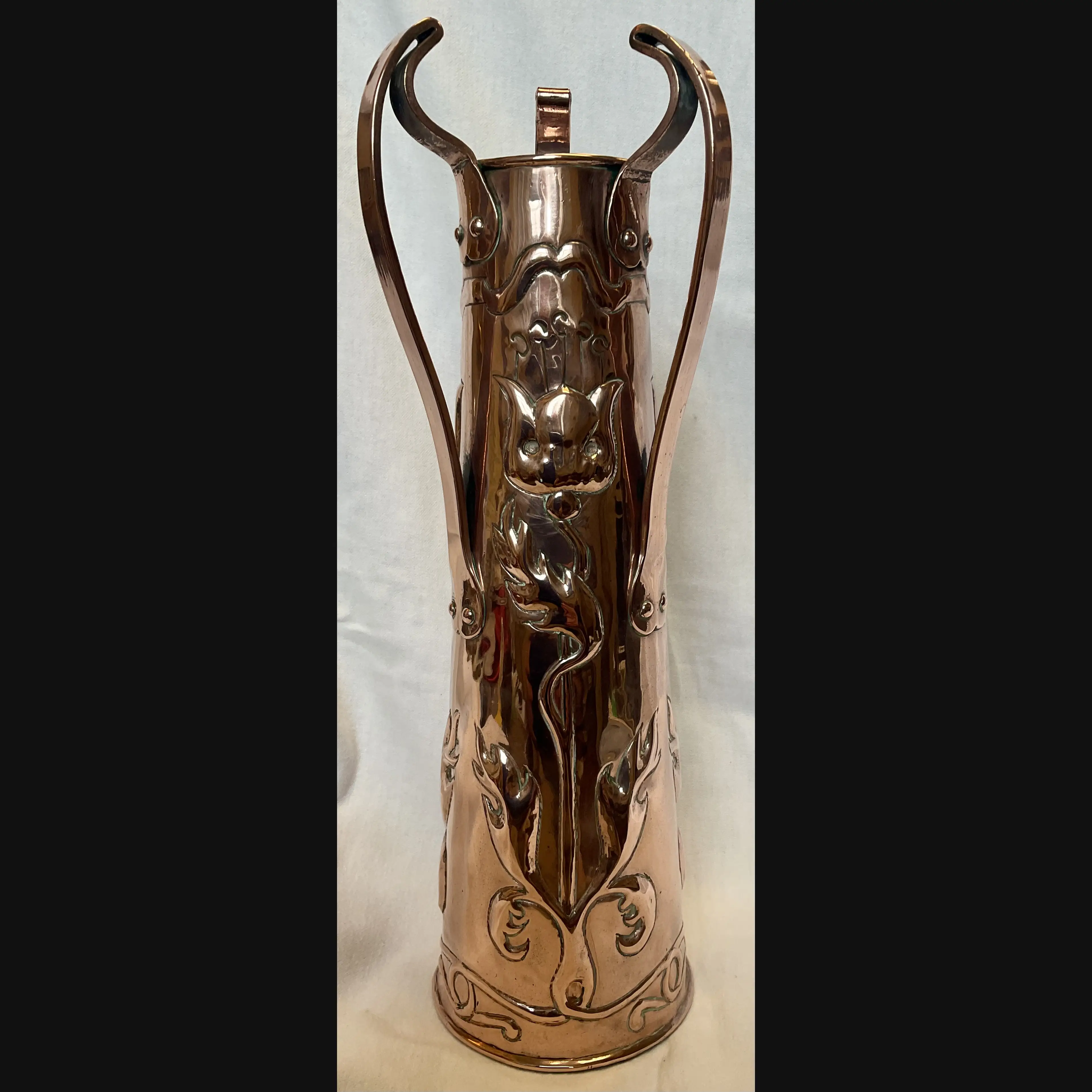 ickleford class arts and crafts three handled copper vase with polished patina c1910