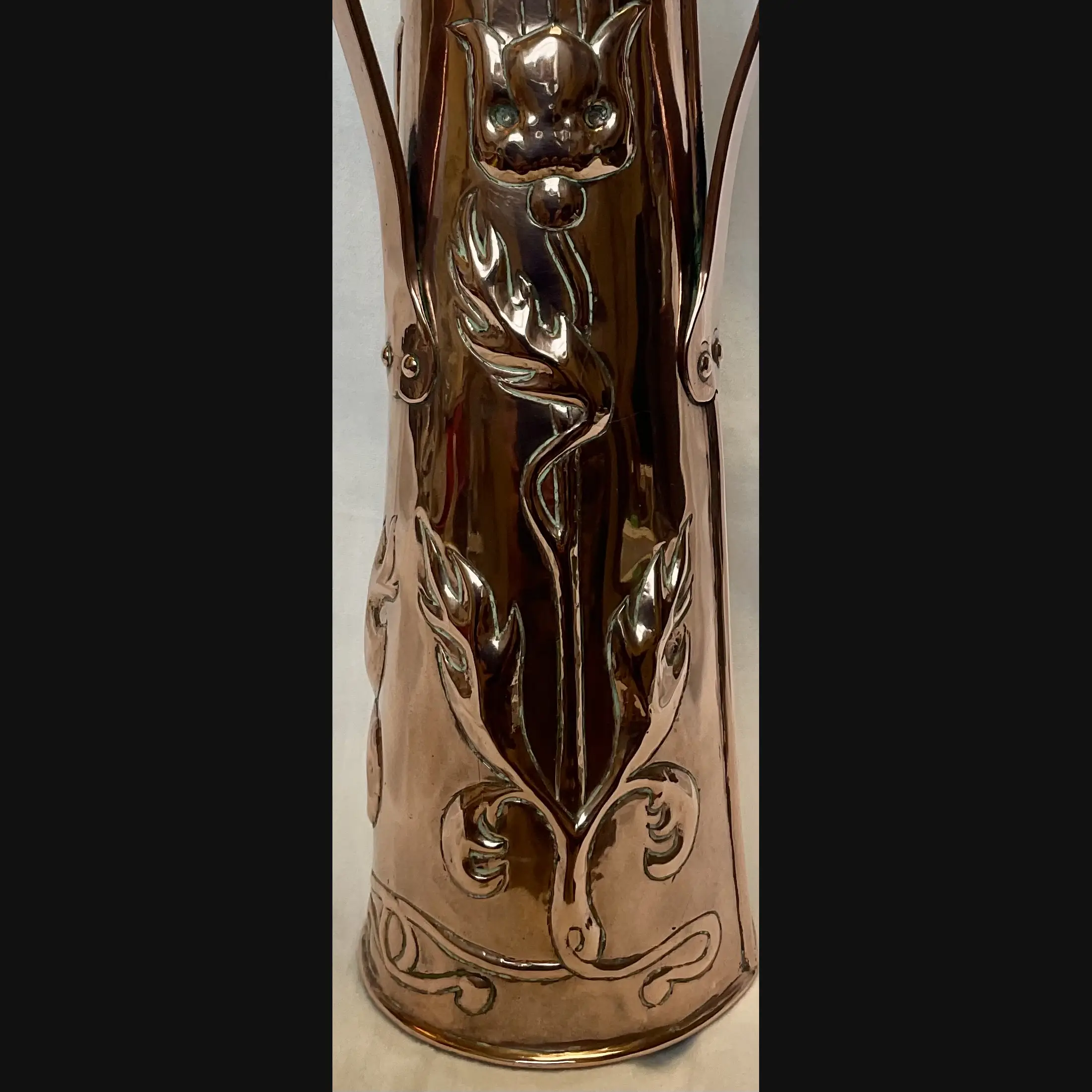 ickleford class arts and crafts three handled copper vase with polished patina c1910